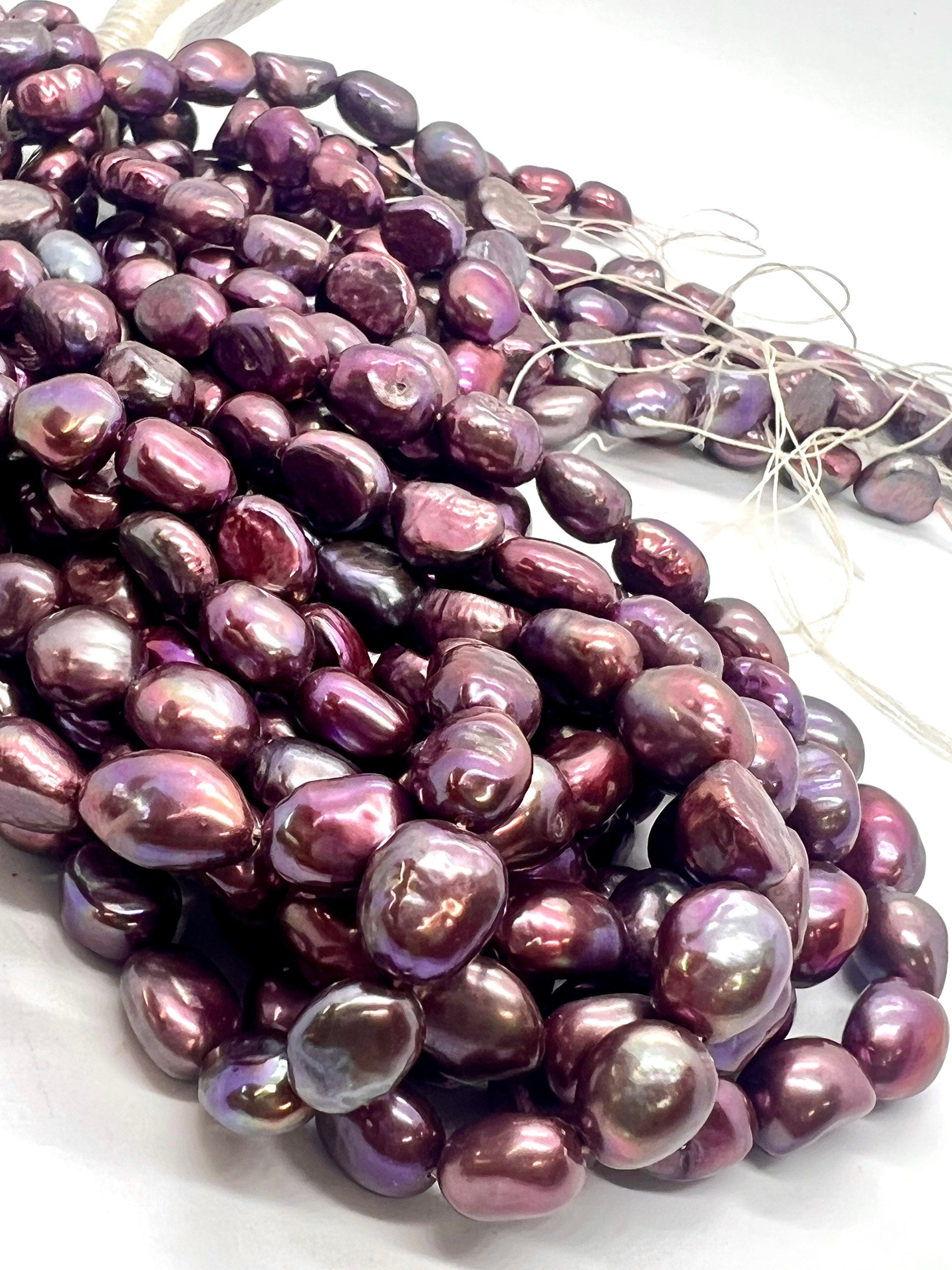 AAA 9-10mmX13mm Baroque pearl, 15" Full strand Mahogany Vintage Mulberry Wine freshwater pearl, genuine loose pearl beads New Sale #BA4021