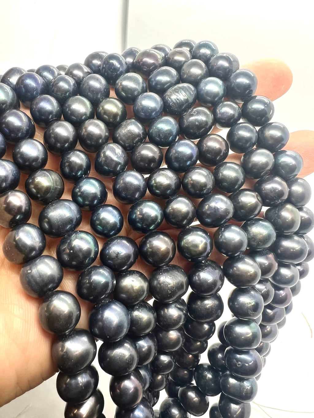 A-AA 10-11mm Big round potato freshwater pearl, luster peacock blue 15" full strand 36+ pcs circled round pearl beads wholesale RS2106, NEW