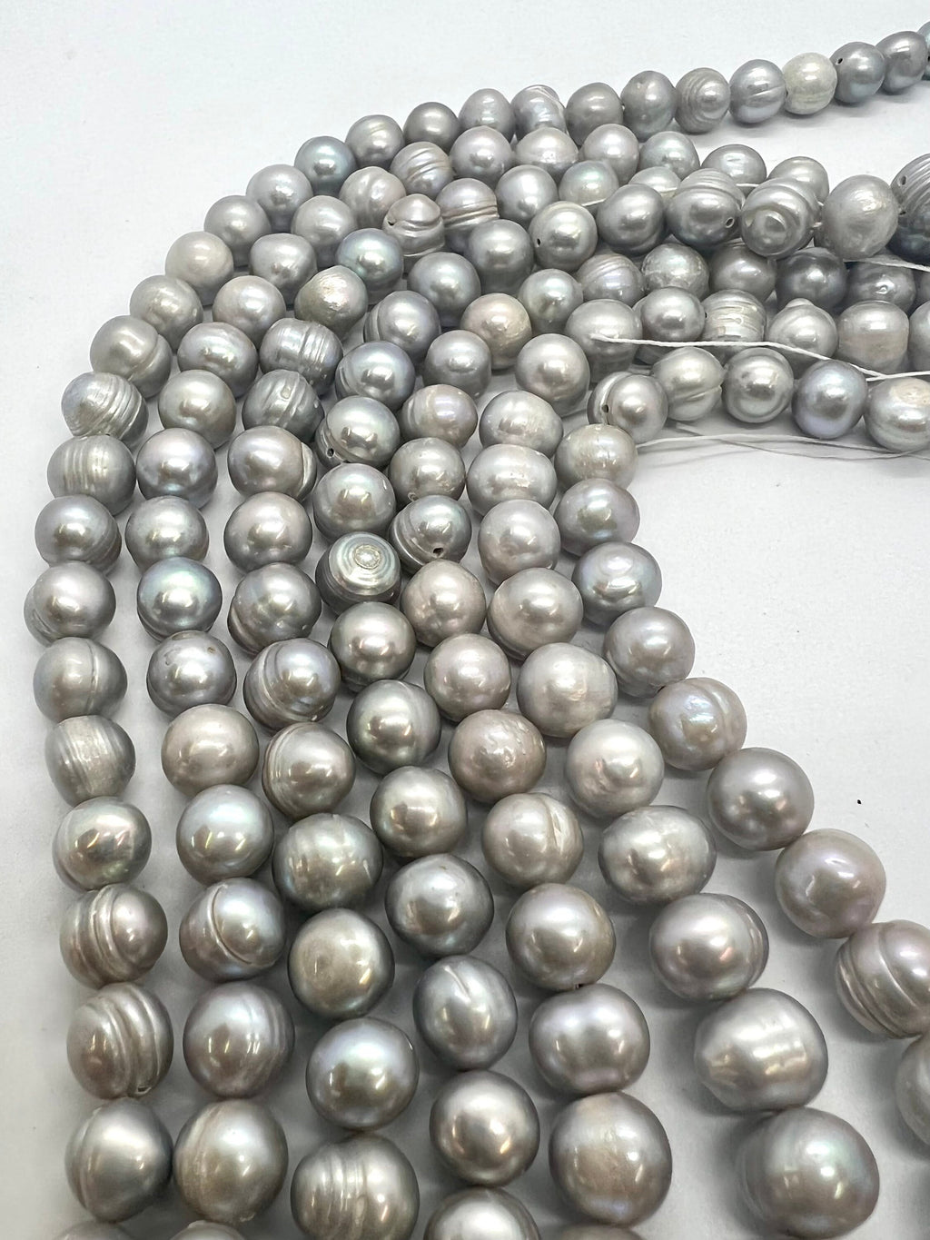 Clearance SALE 8-8.5mm Grey round baroque freshwater pearl, luster silver grey 15" full strand circled round pearl beads NEW #RS3021S