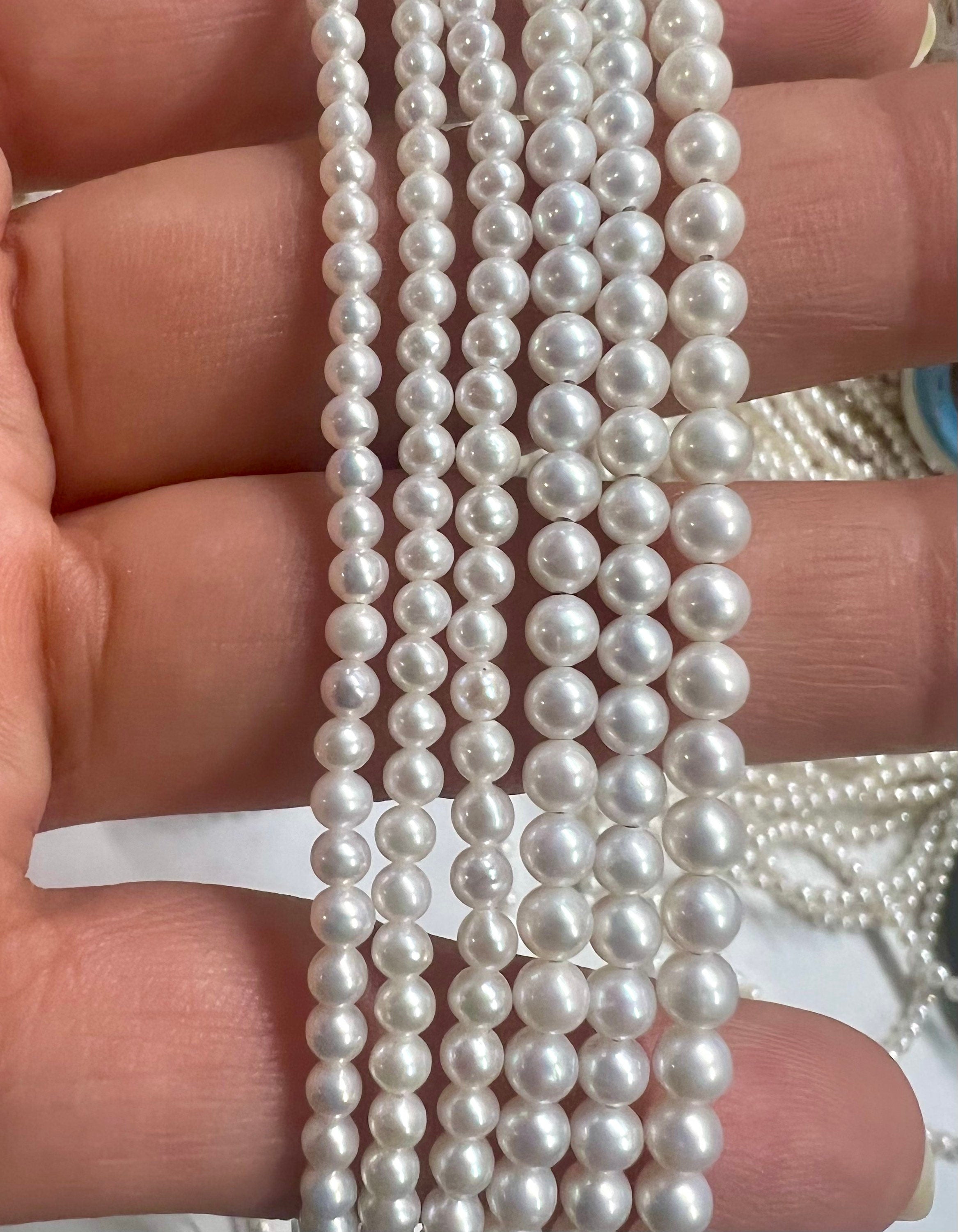 NEW AAA+ Gem quality 3mm 4mm Seed Akoya Pearl 15.5" full strand over105pc 135+ pc round seeds genuine pearl ---for designer SD72002