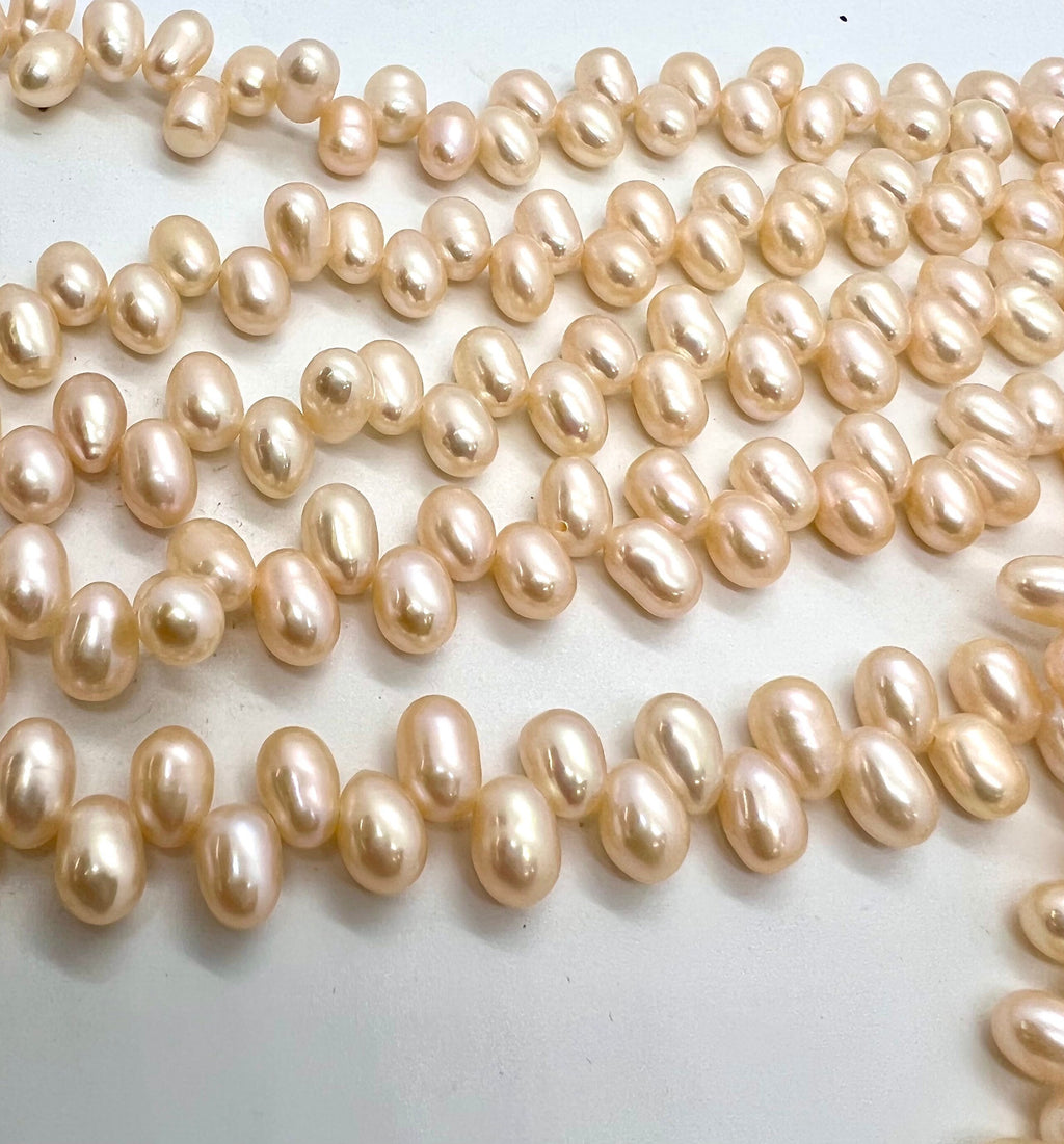 AAA+ top Gem quality 5.5mm X 8mm dancing Freshwater Pearl, natural champagne pink pearl, 15" 85+ pcs top drilled rice pearls beads #DR3144