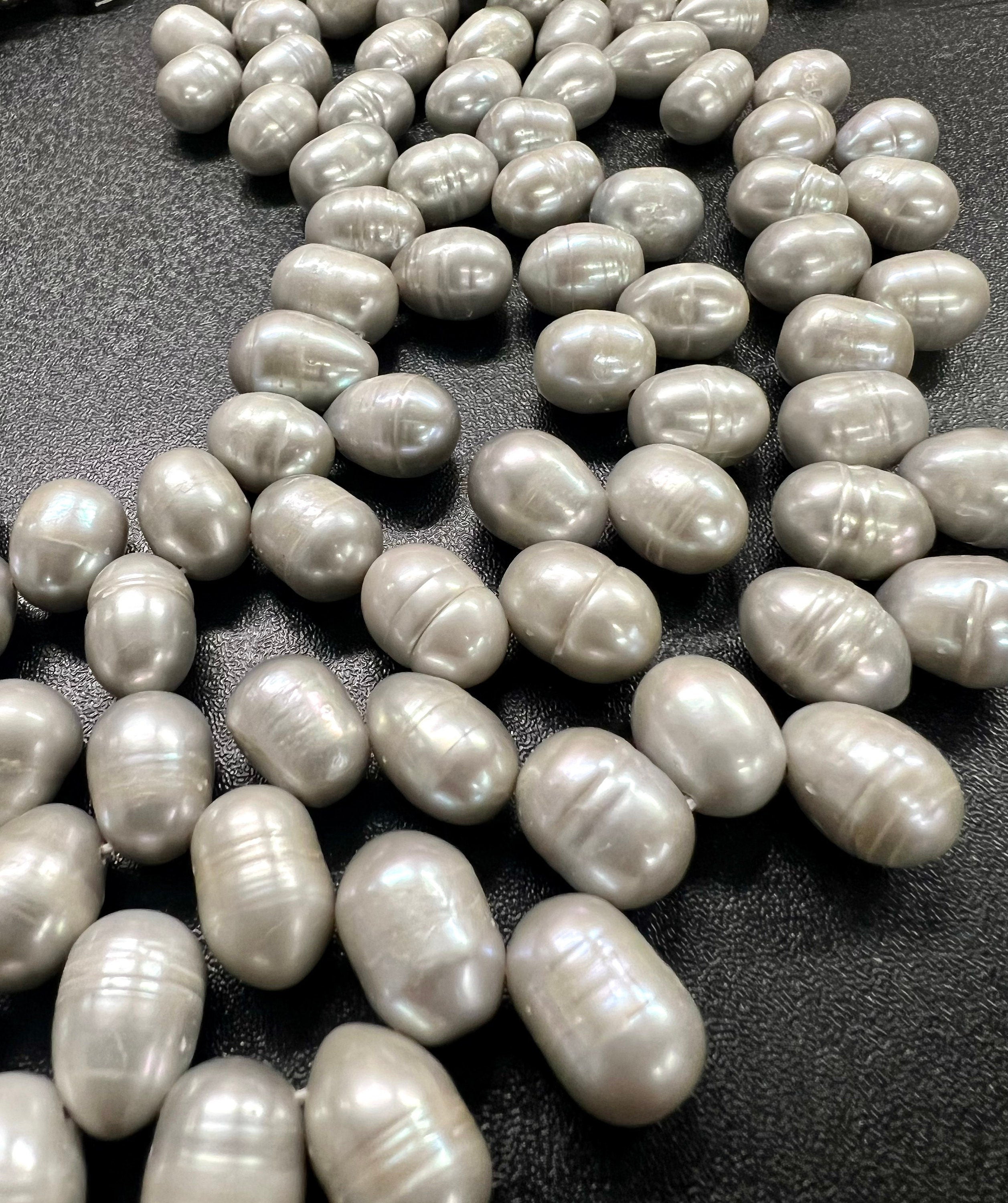 LArge 10-11mmX13mm briolette Top Drilled Dancing Freshwater Pearl, platinum grey silver tear drop pearl beads, half strand 7" 22 pcs DR3146