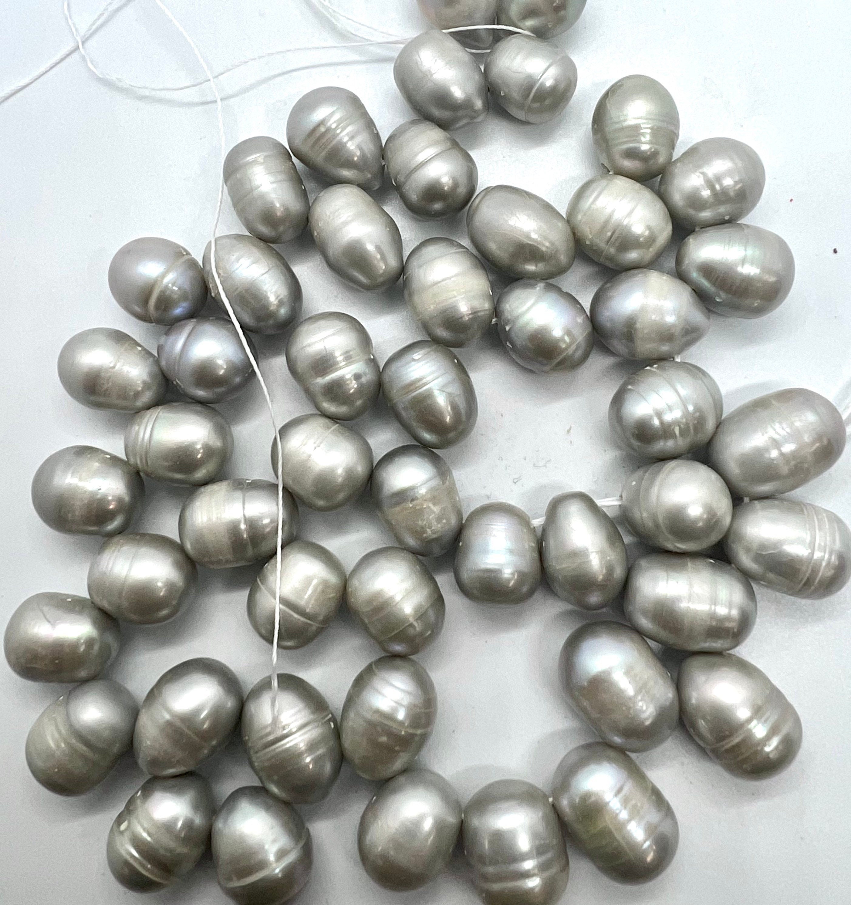 LArge 10-11mmX13mm briolette Top Drilled Dancing Freshwater Pearl, platinum grey silver tear drop pearl beads, half strand 7" 22 pcs DR3146