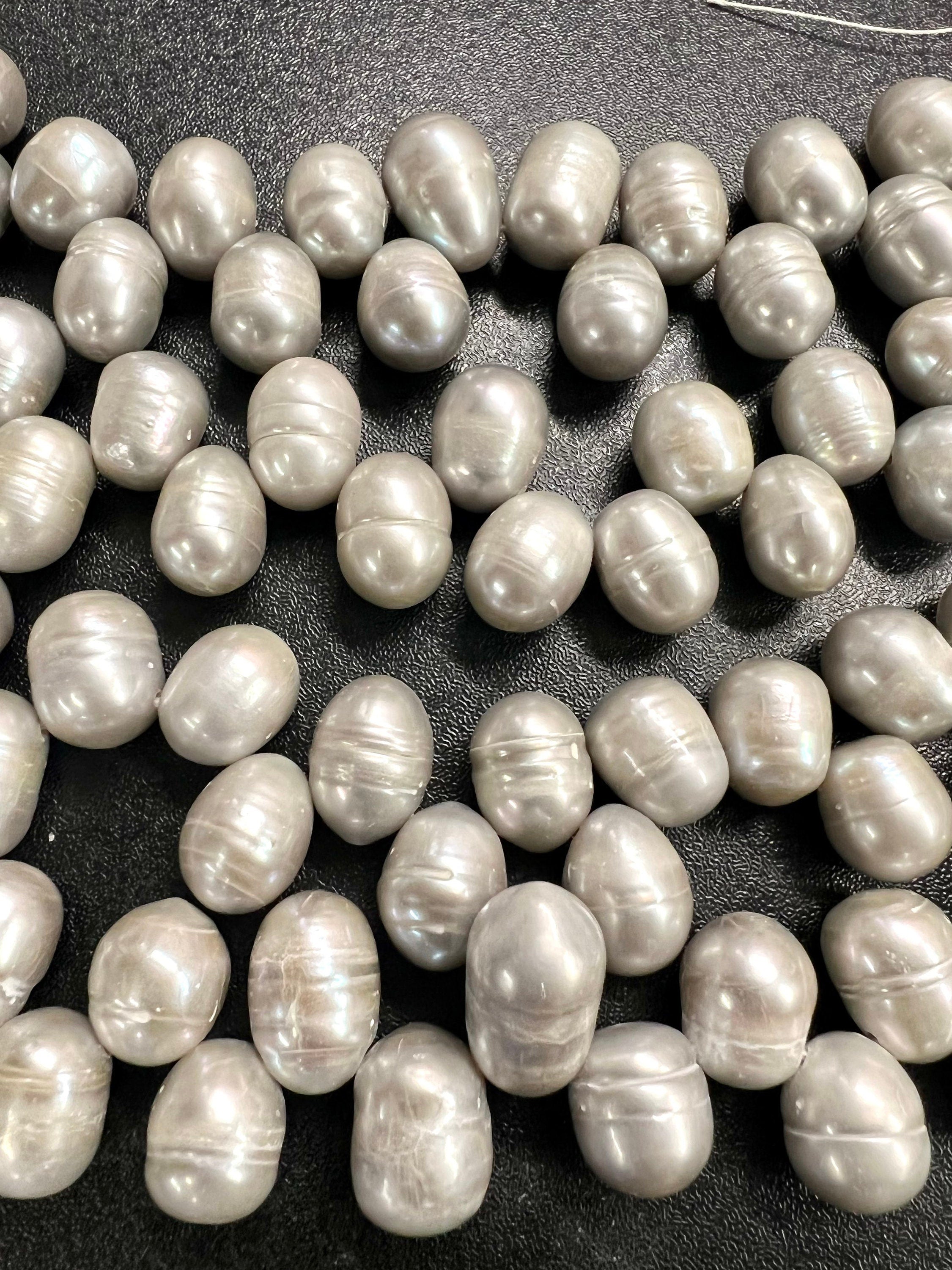 LArge 10-11mmX13mm briolette Top Drilled Dancing Freshwater Pearl, platinum grey silver tear drop pearl beads, half strand 7" 22 pcs DR3146