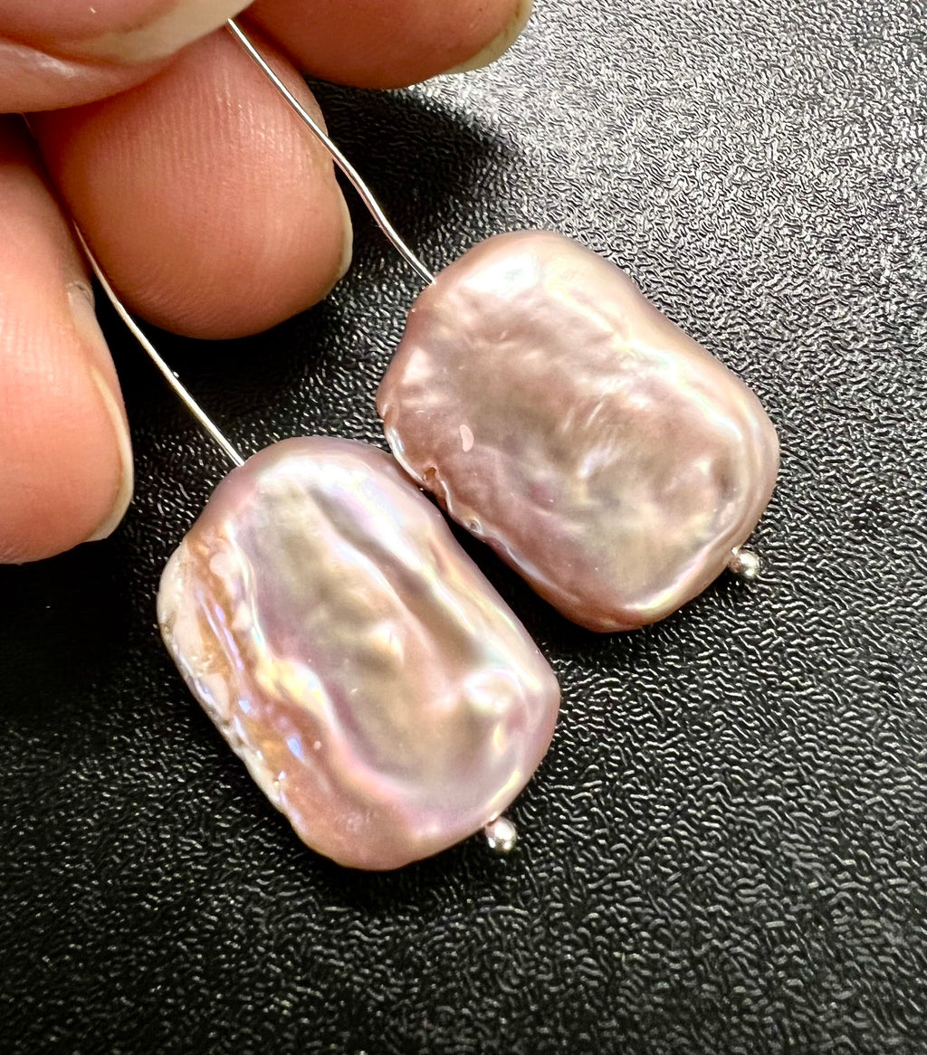 Single piece AAA+ 15X20mm Baroque Square Pearl beads, natural pink purple Rectangle Coin Freshwater Pearl for pendant or earring KC3039A