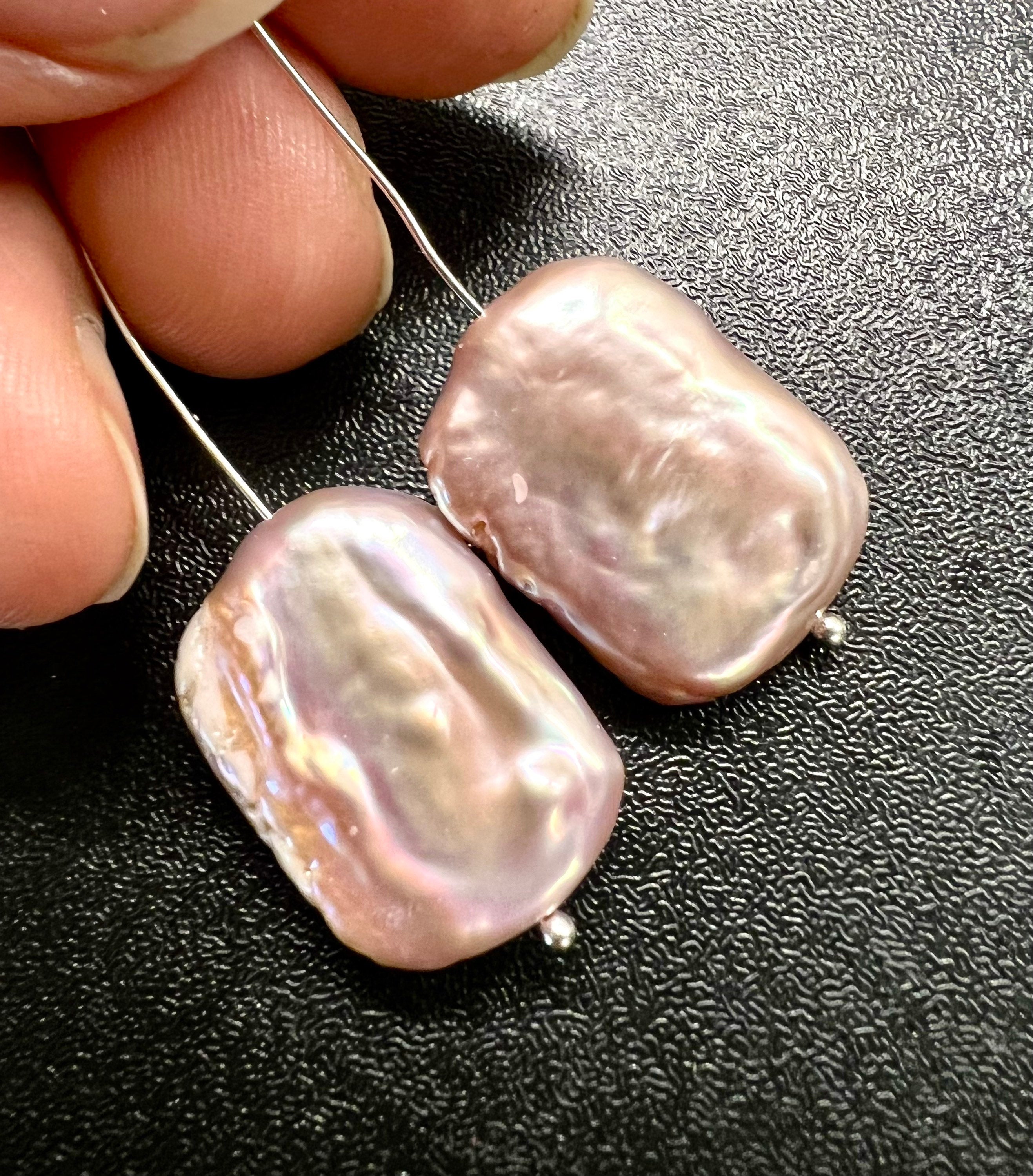 Single piece AAA+ 15X20mm Baroque Square Pearl beads, natural pink purple Rectangle Coin Freshwater Pearl for pendant or earring KC3039A
