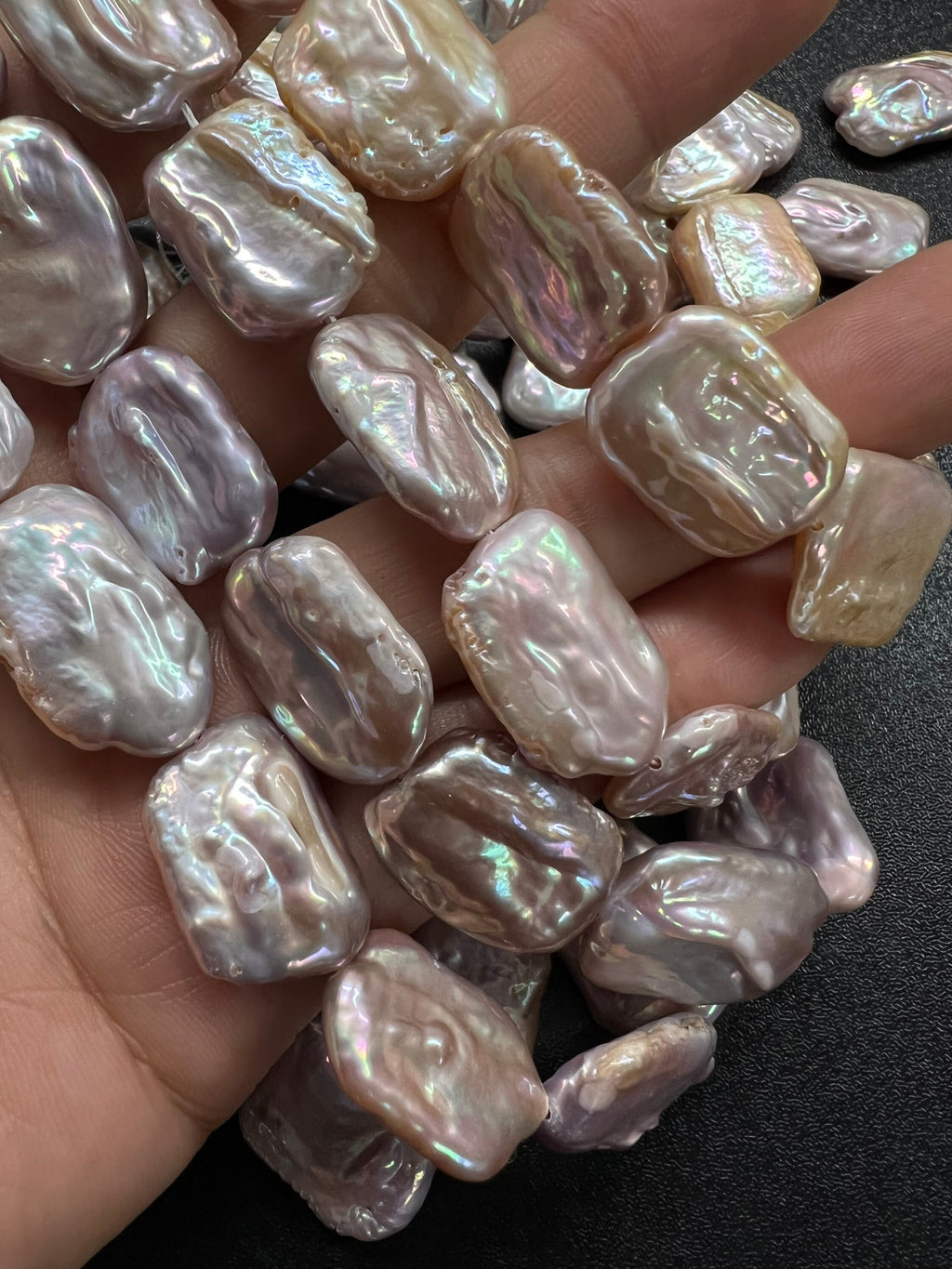 Single piece AAA+ 15X20mm Baroque Square Pearl beads, natural pink purple Rectangle Coin Freshwater Pearl for pendant or earring KC3039A
