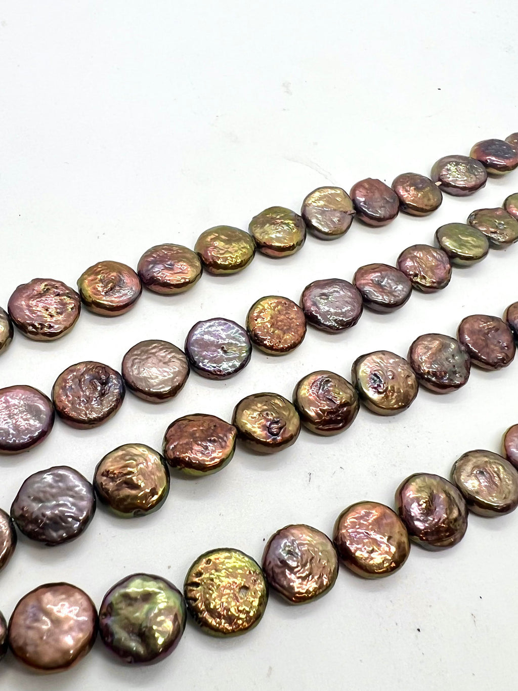 AA 10-11mm metallic Coin pearl, half strand Metallic peacock black blue Freshwater coin Pearl, stunning baroque coin pearl NEW Sale #KC3037