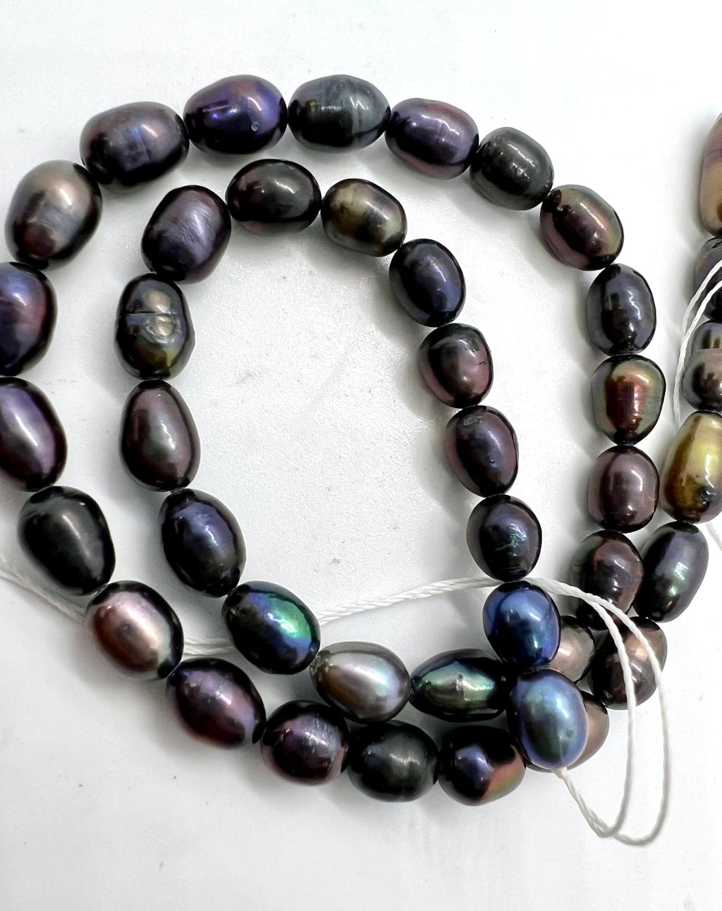 6mmX 7-9mm Rice Baroque Pearl Freshwater Pearl metallic peacock black color oval pearl beads, 15" full strand 40+pc #DR3050 NEW Sale