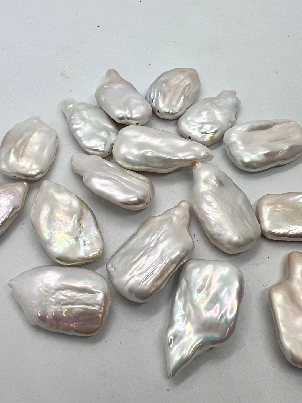 AAA+ Top quality 28-30mmX 16-18mm Unique Flat Fire Flame Baroque pearl, Natural white cultured genuine pearl WOW LUXUARY  #Neried