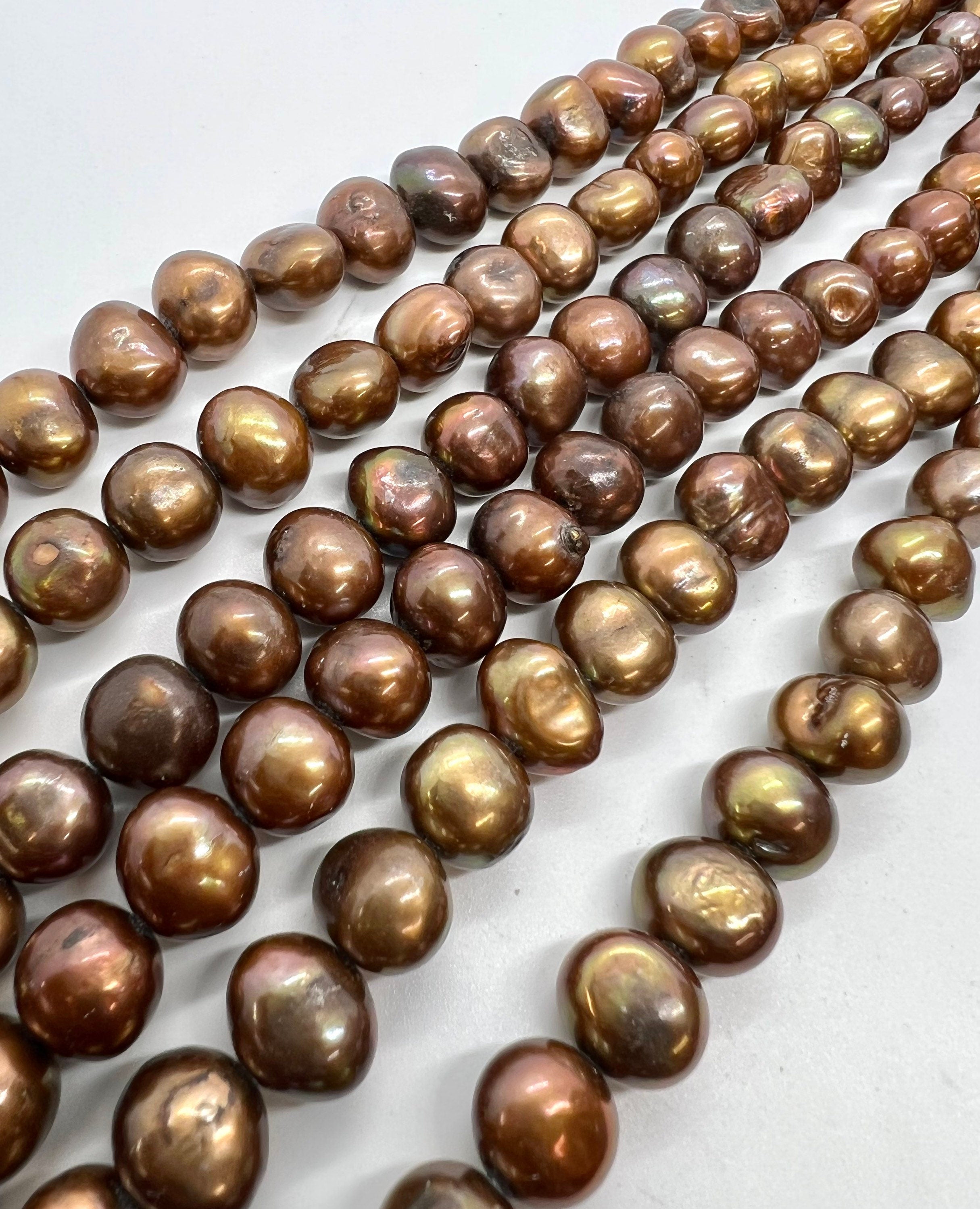 AA 9-10mm Corn nugget Pearl Baroque Freshwater Pearl stunning copper brown ----15'' full strand  45pcs--NEW ARRIVAL #CB6056