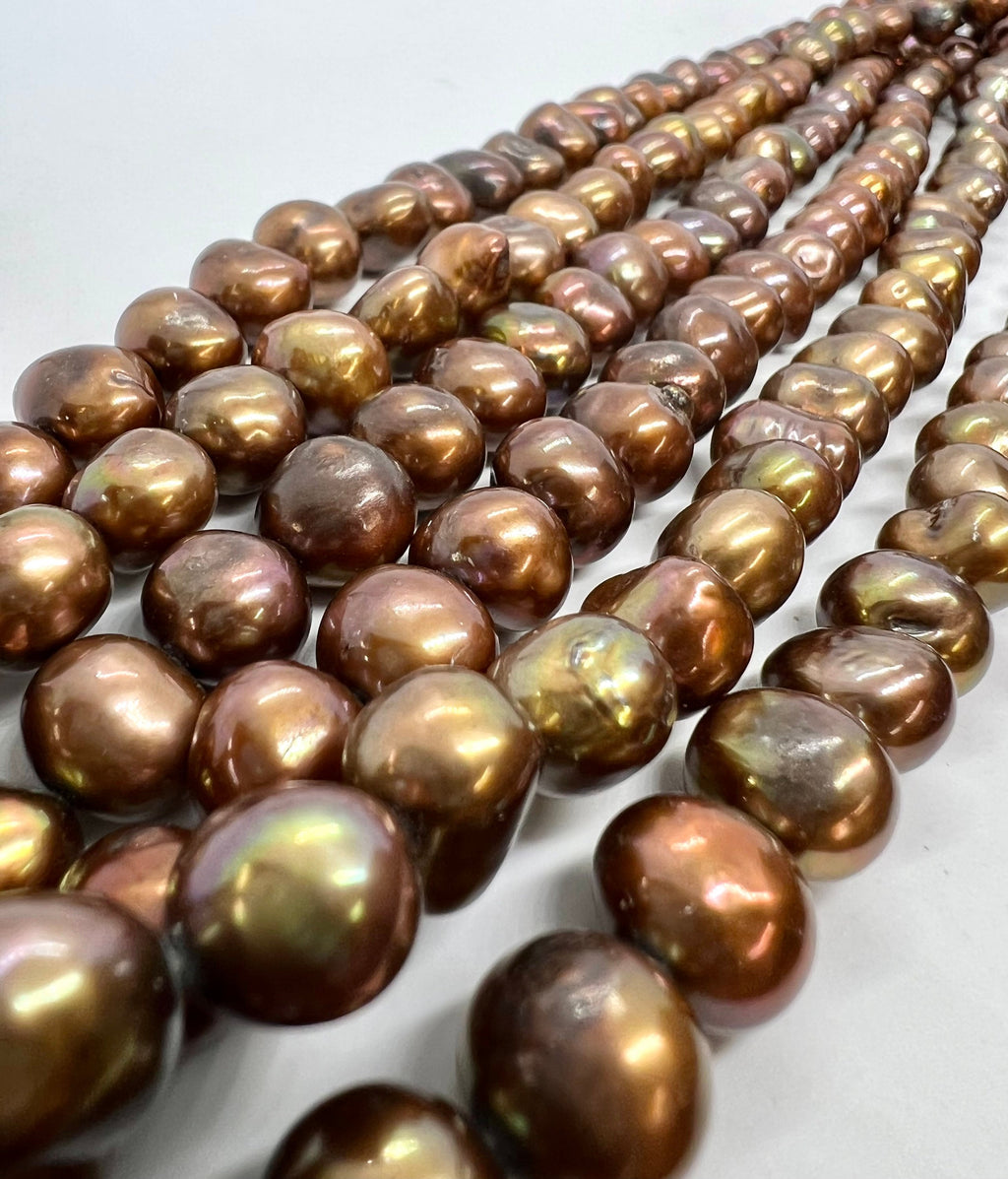 AA 9-10mm Corn nugget Pearl Baroque Freshwater Pearl stunning copper brown ----15'' full strand  45pcs--NEW ARRIVAL #CB6056