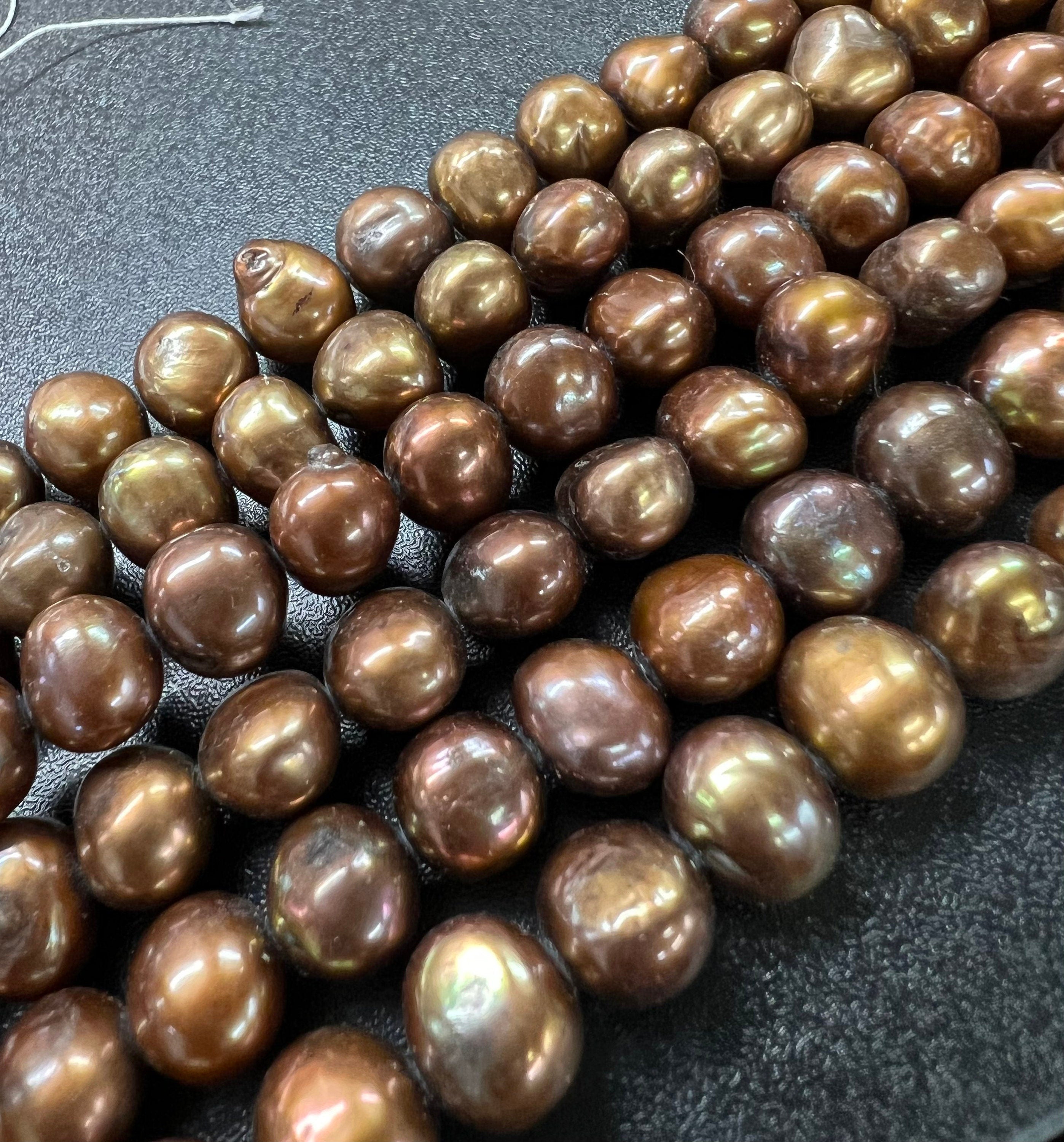 AA 9-10mm Corn nugget Pearl Baroque Freshwater Pearl stunning copper brown ----15'' full strand  45pcs--NEW ARRIVAL #CB6056