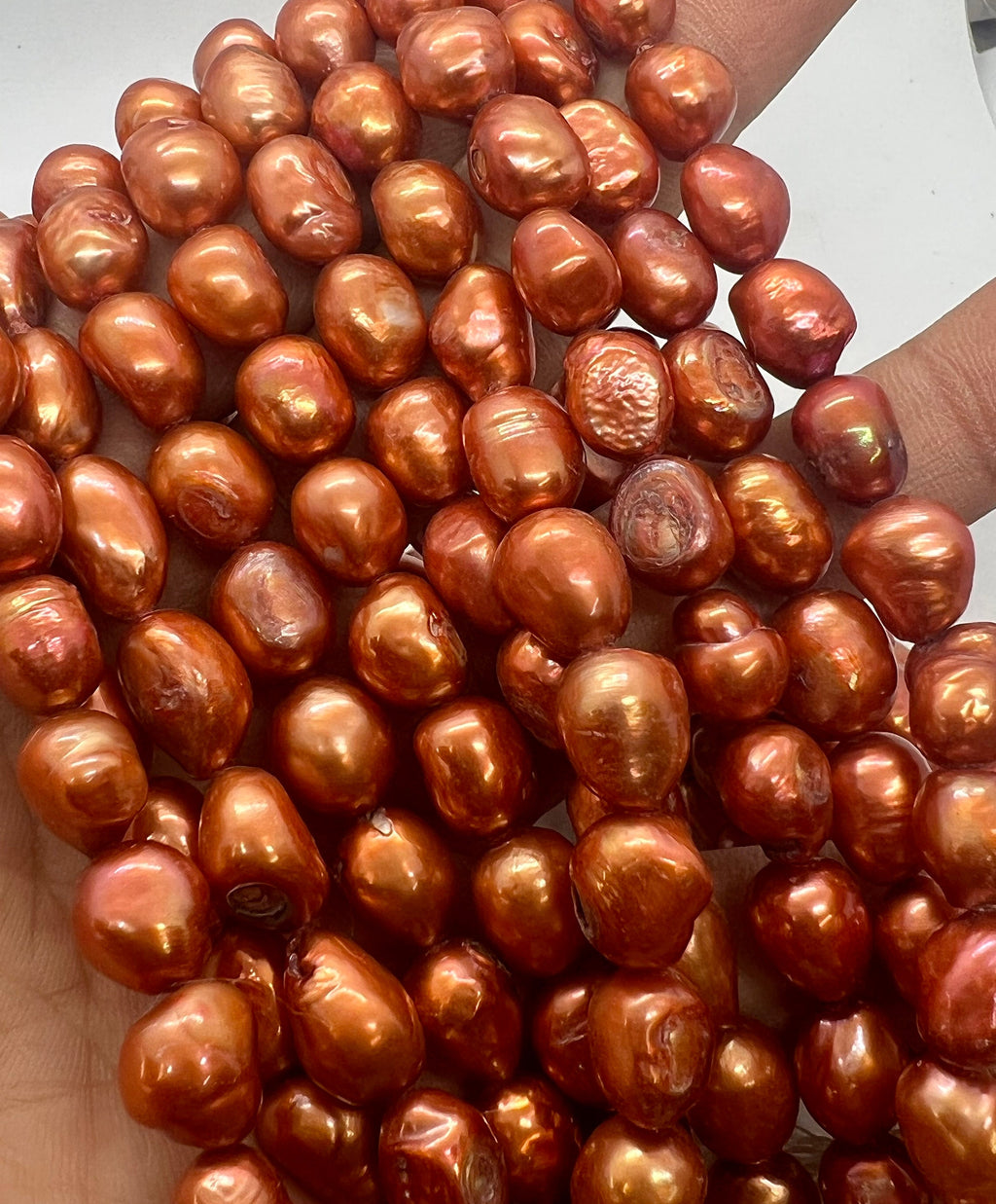 Flash SALE 9-12mm Baroque Pearl, 15" full strand stunning Brass bronze oval baroque freshwater pearl, 36+pc orange loose pearl #BA4110