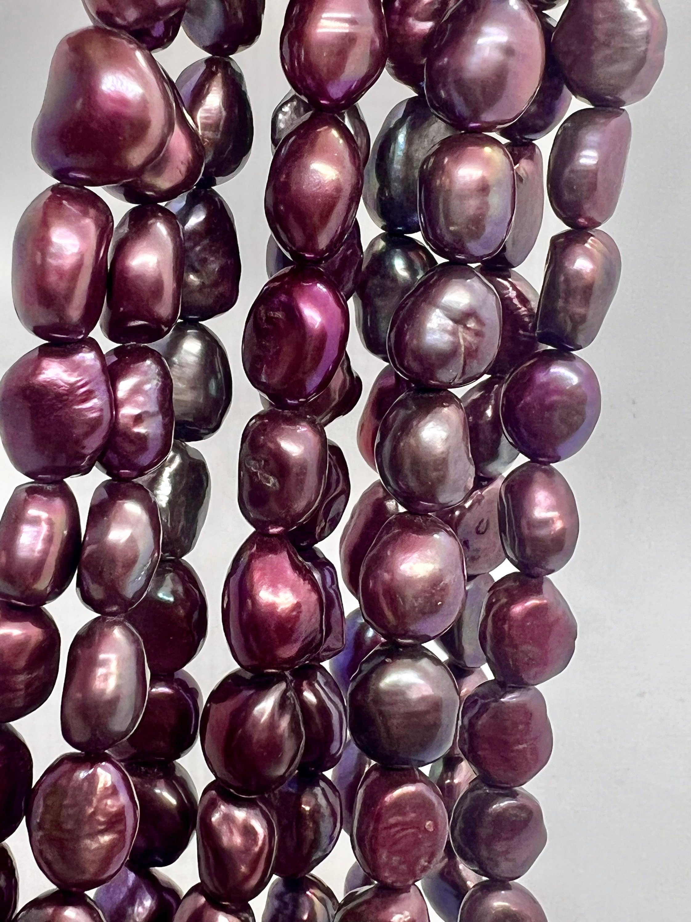 AAA 9-10mmX13mm Baroque pearl, 15" Full strand Mahogany Vintage Mulberry Wine freshwater pearl, genuine loose pearl beads New Sale #BA4021