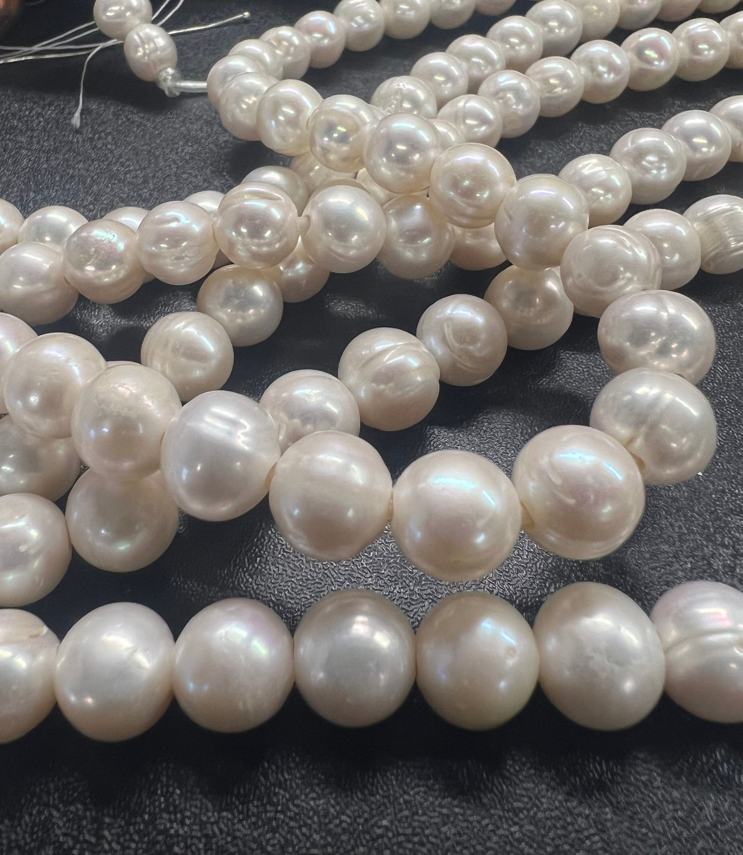 NEW A~AA 10mm Large Hole Pearl, Round potato Freshwater Pearl, Ivory white loose pearl beads set 2.2mm 3mm hole pearl #LH8010 SALE