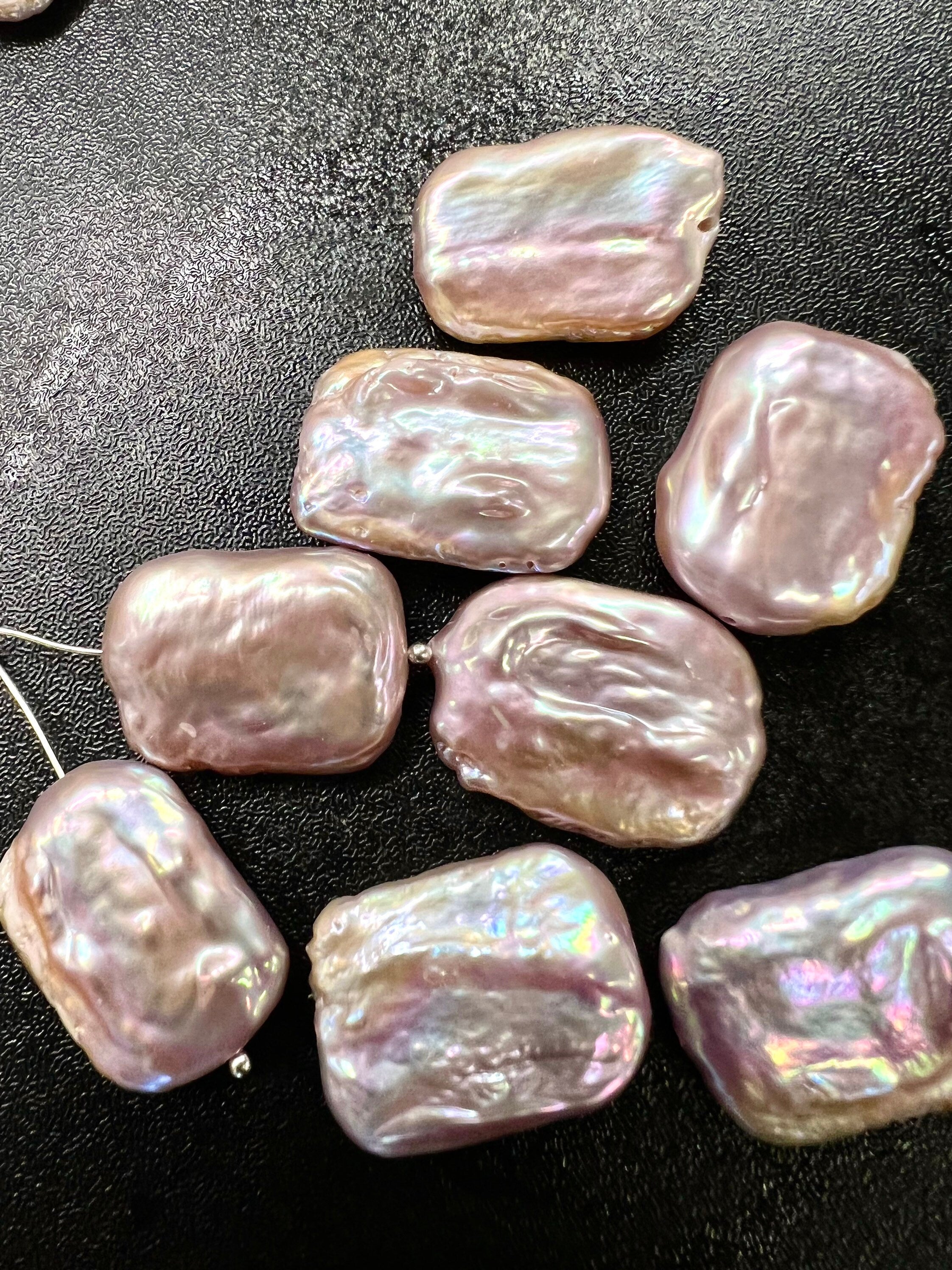 Single piece AAA+ 15X20mm Baroque Square Pearl beads, natural pink purple Rectangle Coin Freshwater Pearl for pendant or earring KC3039A