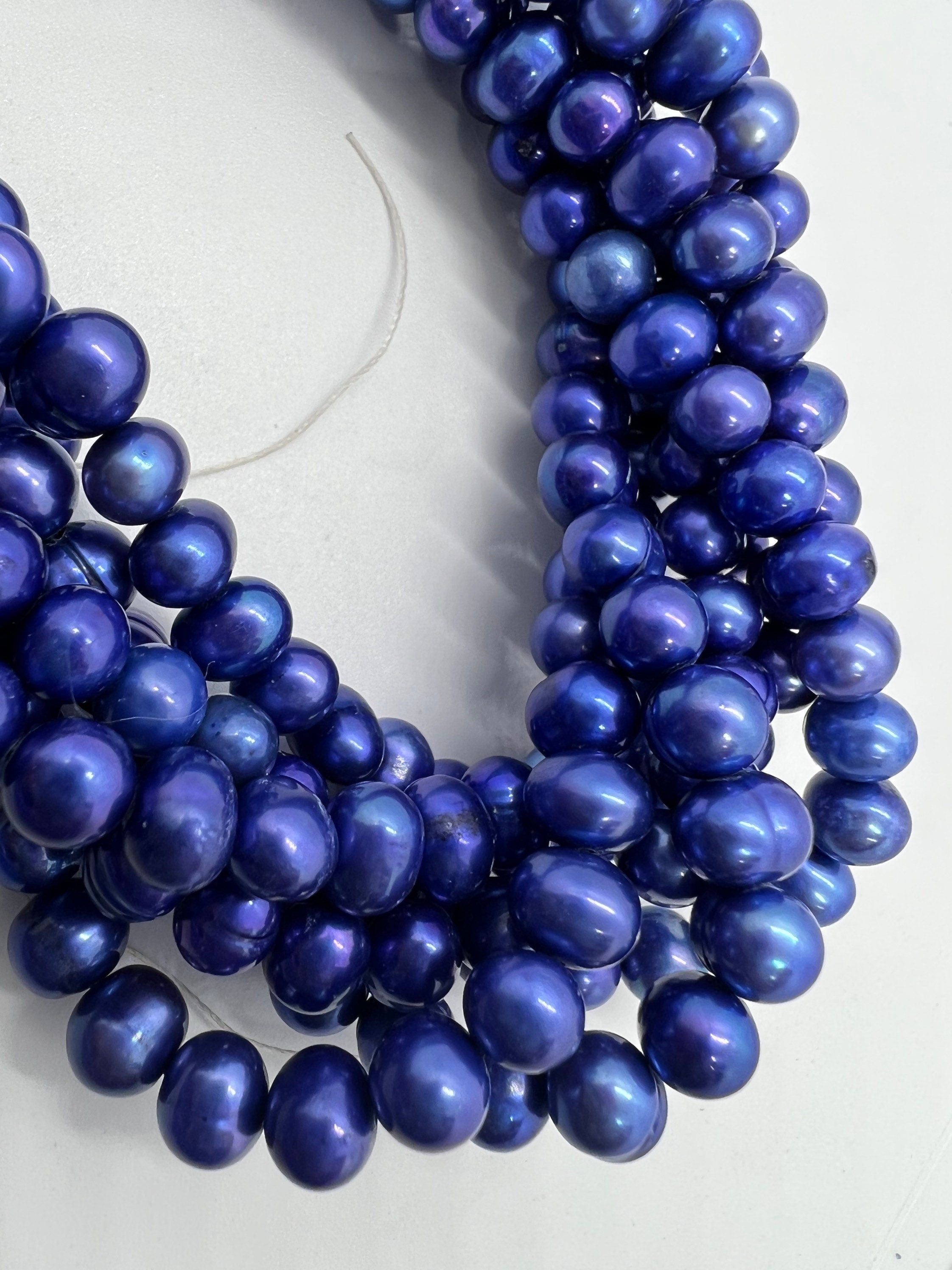 A~AA 6-7mm round potato Freshwater Pearl, Full Strand 15" Mauve purple light blue pearl 65+pc loose pearl beads  #RS2086