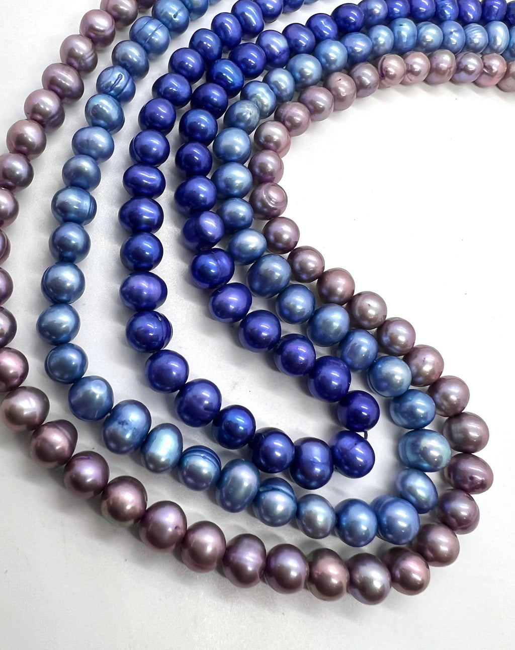 A~AA 6-7mm round potato Freshwater Pearl, Full Strand 15" Mauve purple light blue pearl 65+pc loose pearl beads  #RS2086