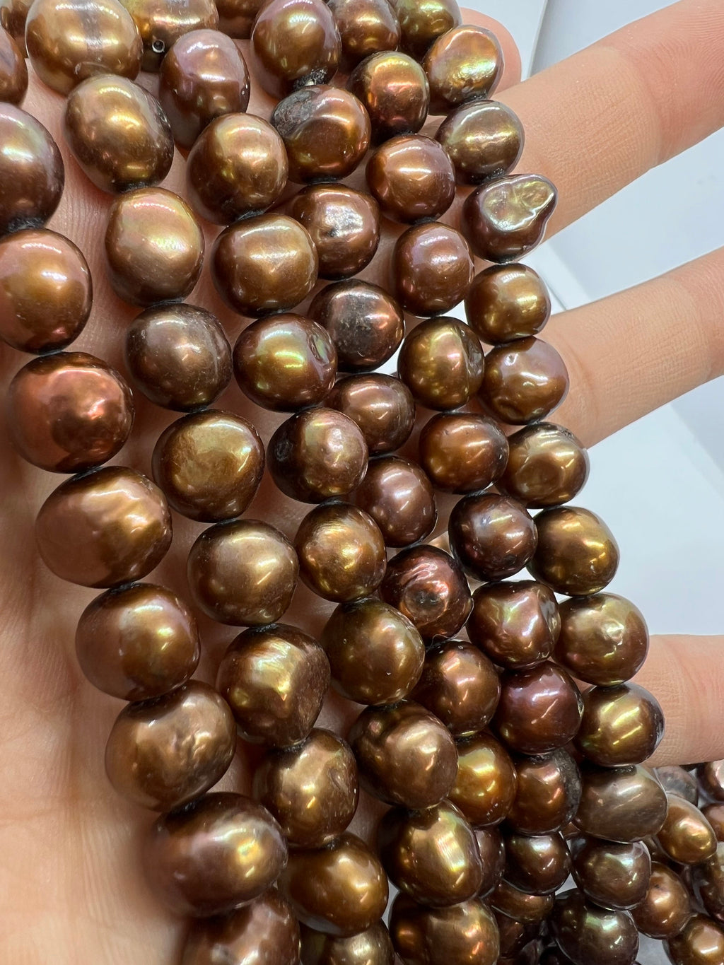 AA 9-10mm Corn nugget Pearl Baroque Freshwater Pearl stunning copper brown ----15'' full strand  45pcs--NEW ARRIVAL #CB6056