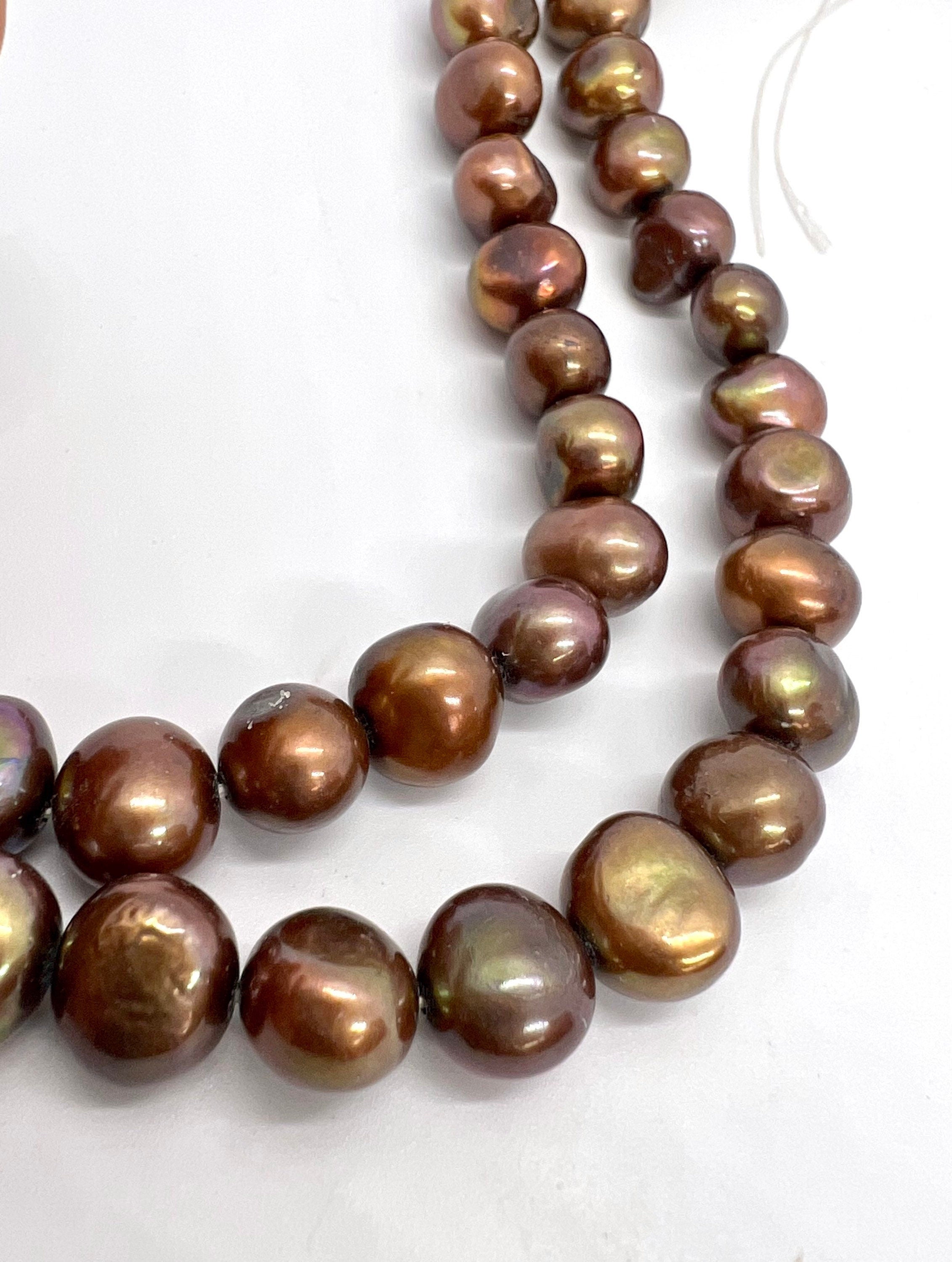 AA 9-10mm Corn nugget Pearl Baroque Freshwater Pearl stunning copper brown ----15'' full strand  45pcs--NEW ARRIVAL #CB6056