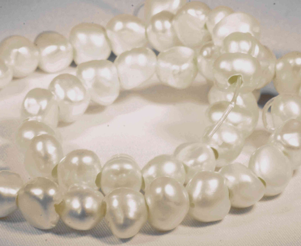 Large Hole Pearl 8-10mm Baroque Pearl Nugget Pearl Freshwater Pearl white ivory NEW ---10 pieces strand 2.2mm hole--high quality #LH8016