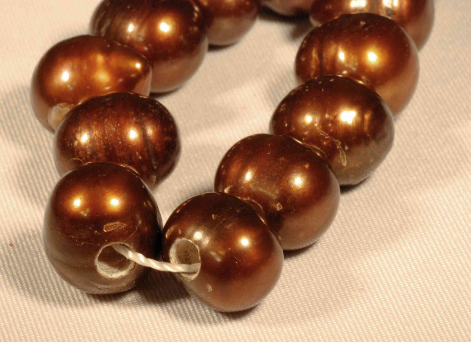 AA 10-12mm Large Hole Pearl Round Potato Pearl Freshwater Pearl brown with 3mm hole ---10PC