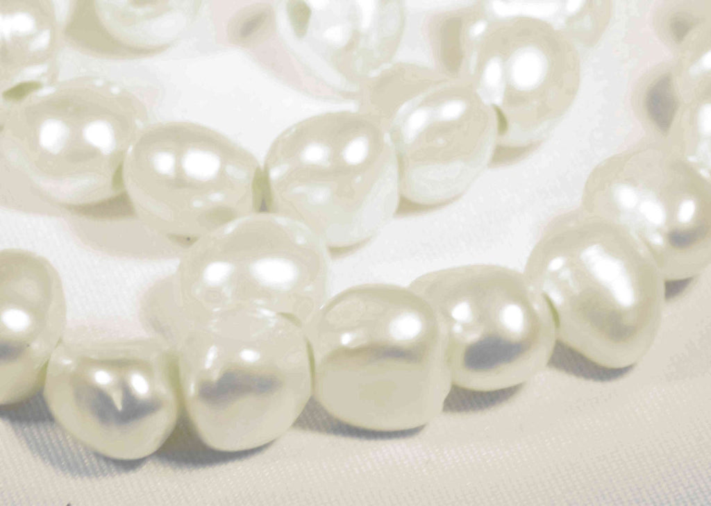 Large Hole Pearl 8-10mm Baroque Pearl Nugget Pearl Freshwater Pearl white ivory NEW ---10 pieces strand 2.2mm hole--high quality #LH8016