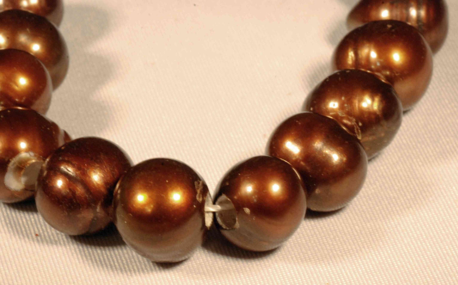 AA 10-12mm Large Hole Pearl Round Potato Pearl Freshwater Pearl brown with 3mm hole ---10PC