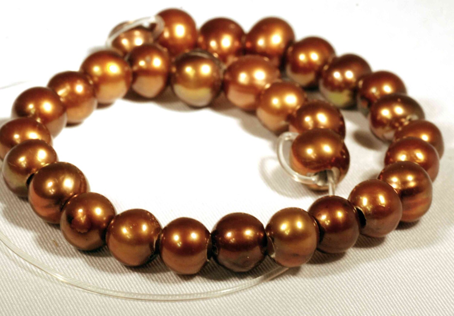 Large Hole Pearl Round Pearl Freshwater Pearl brown chocolate AA 7-8mm with 2.5mm hole beads--10 pieces high quality