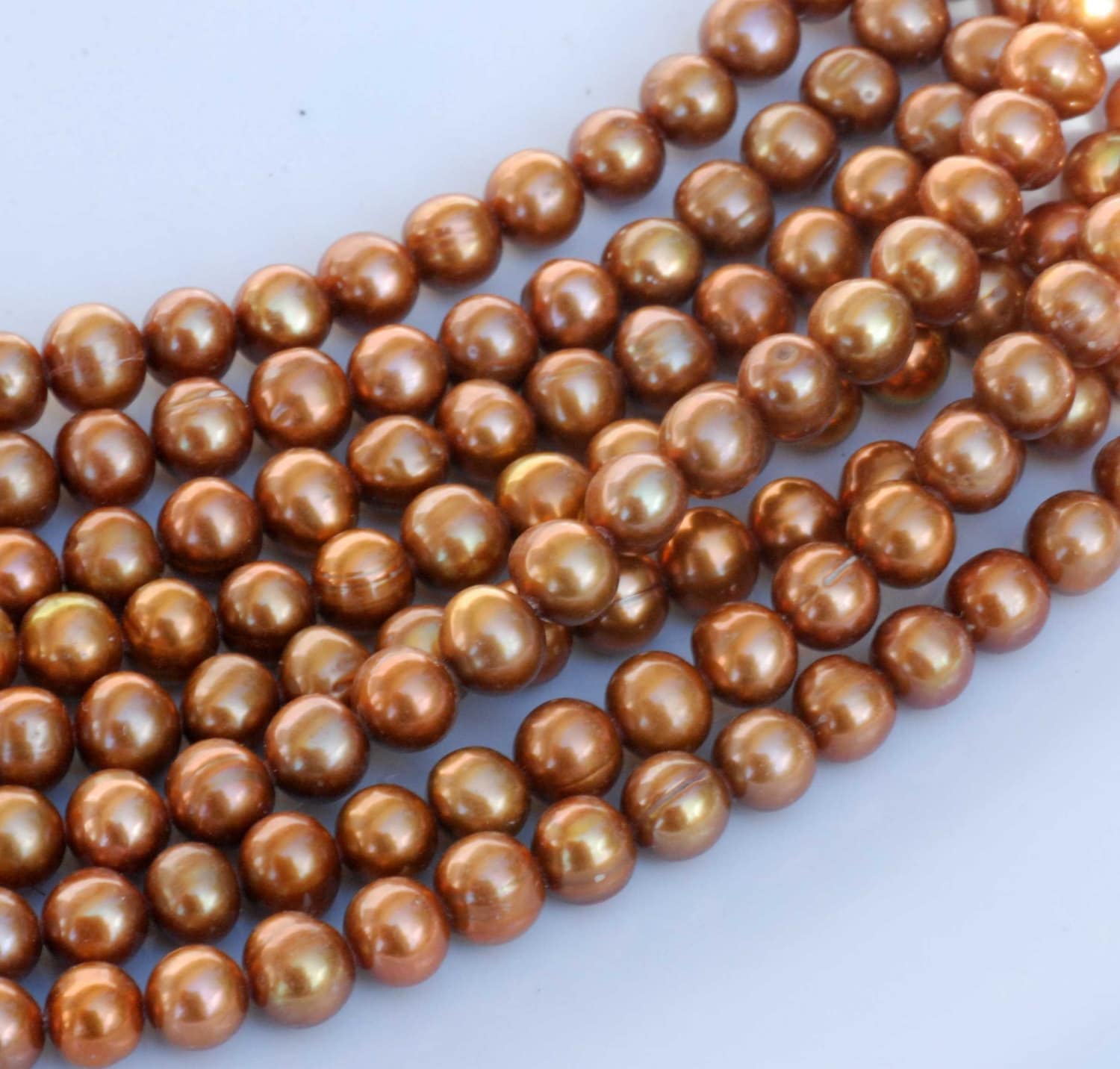 AA 6mm Full Strand Freshwater Pearl round potato pearl bronze brown pearl--15" strand---wholesale #RS2013