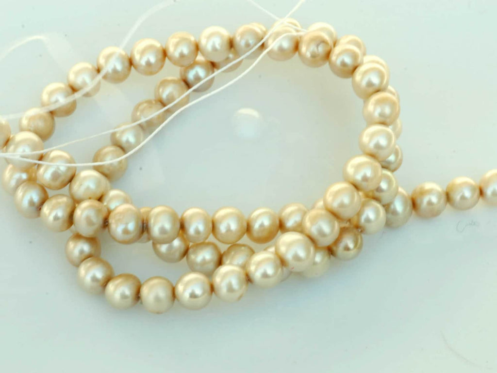 AA 6mm Freshwater Pearl round potato pearl Vintage Green champagne pearl--15" Full Strand 70+pc loose beads---wholesale pearl promotion NEW