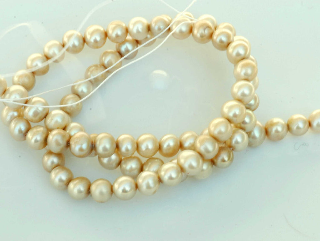 AA 6mm Freshwater Pearl round potato pearl Vintage Green champagne pearl--15" Full Strand 70+pc loose beads---wholesale pearl promotion NEW