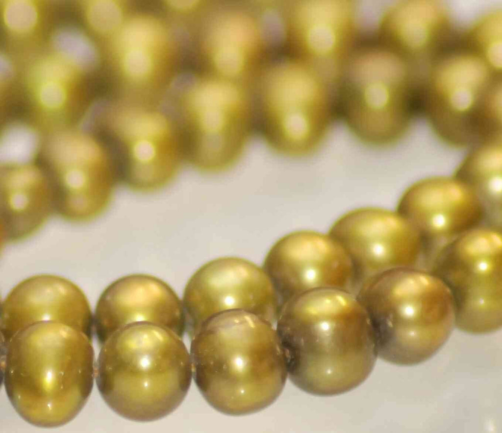 Olive Green Genuine Freshwater Pearl---5mm round off  pearl 1 full strand 15.5" high quality AA--wholesale pearl