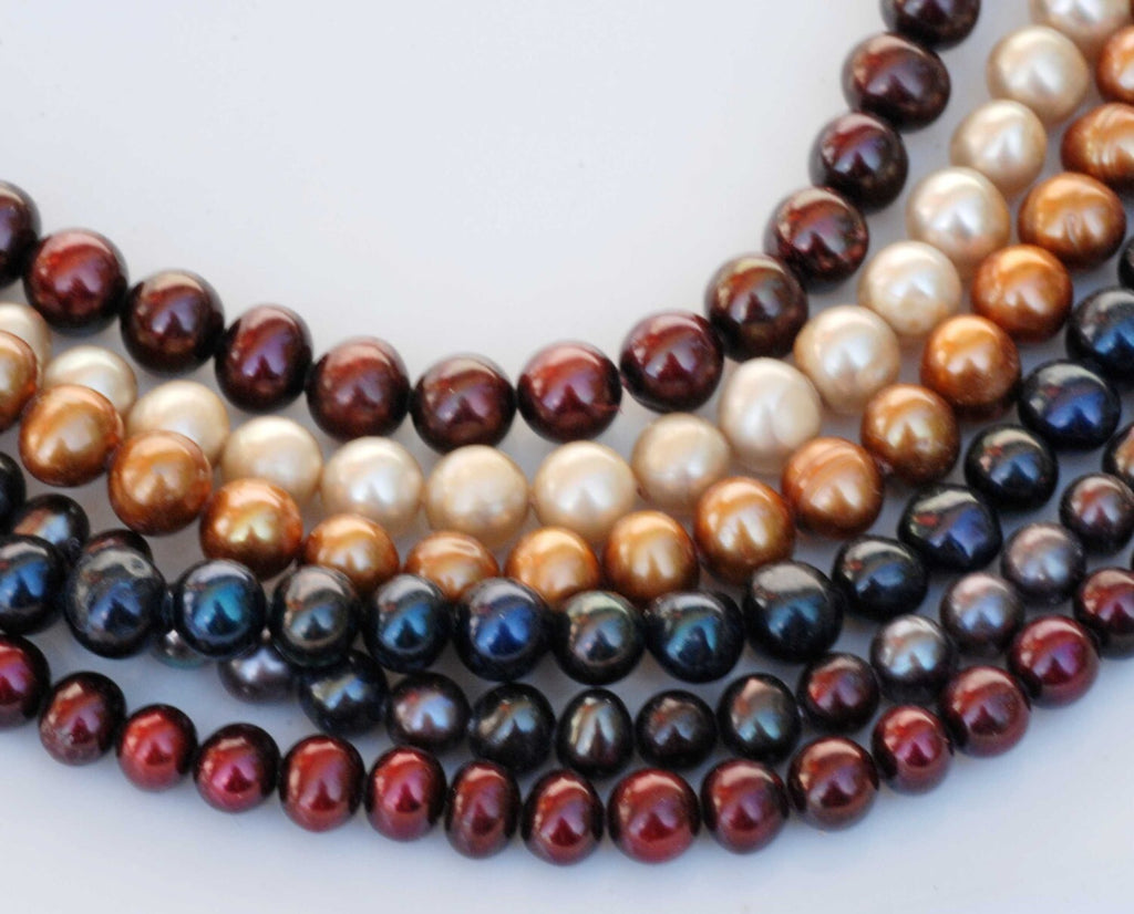 AA 6mm Full Strand Freshwater Pearl round potato pearl bronze brown pearl--15" strand---wholesale #RS2013