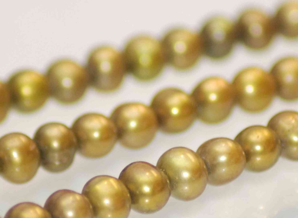 Olive Green Genuine Freshwater Pearl---5mm round off  pearl 1 full strand 15.5" high quality AA--wholesale pearl