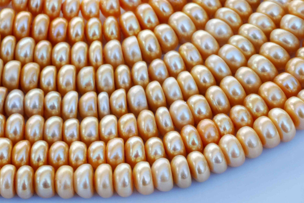 Button Pearl Roundel pearl Freshwater Pearl golden yellow AA 4X6.5m----16" Full Strands 100 plus pieces---wholesale pearl