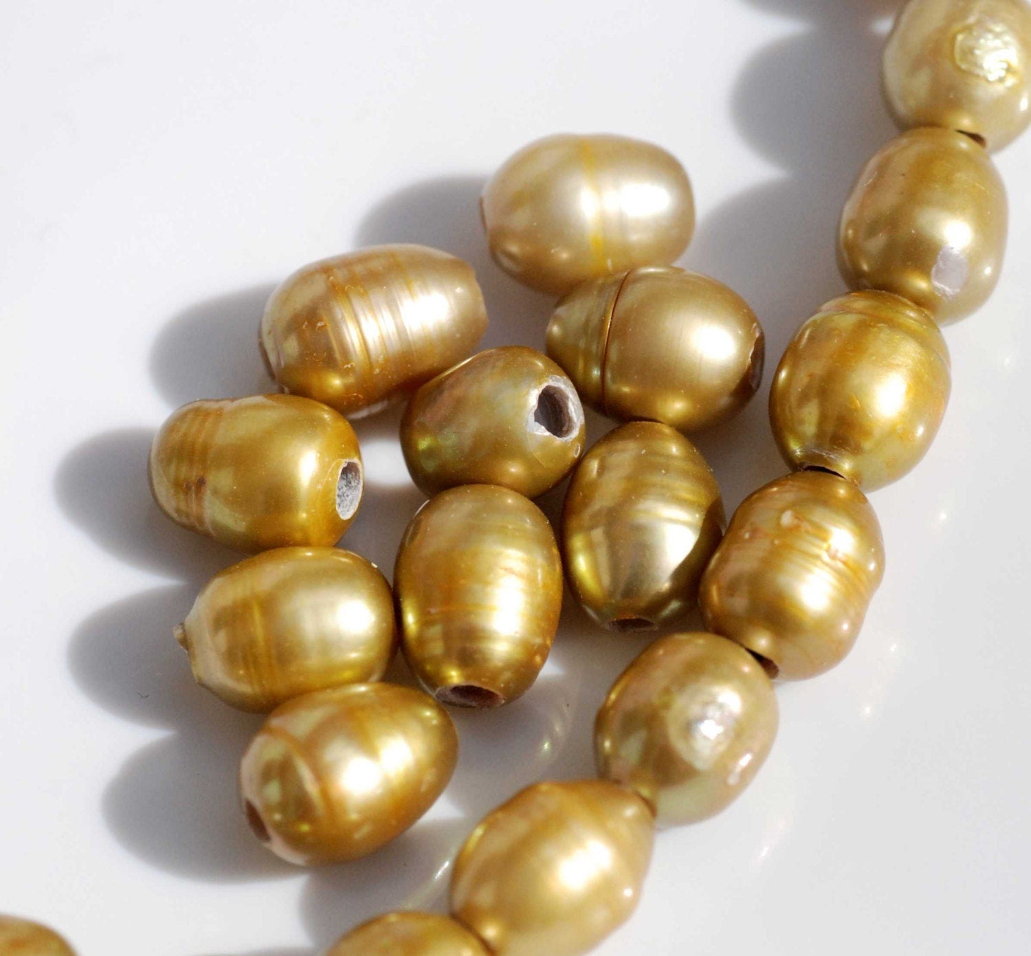 8-9mm X 10-11mm Large Hole Pearl Baroque Pearl Rice Pearl Nugget Pearl Freshwater Pearl vintage olive---10 Pieces with 2.5mm Hole  wholesale