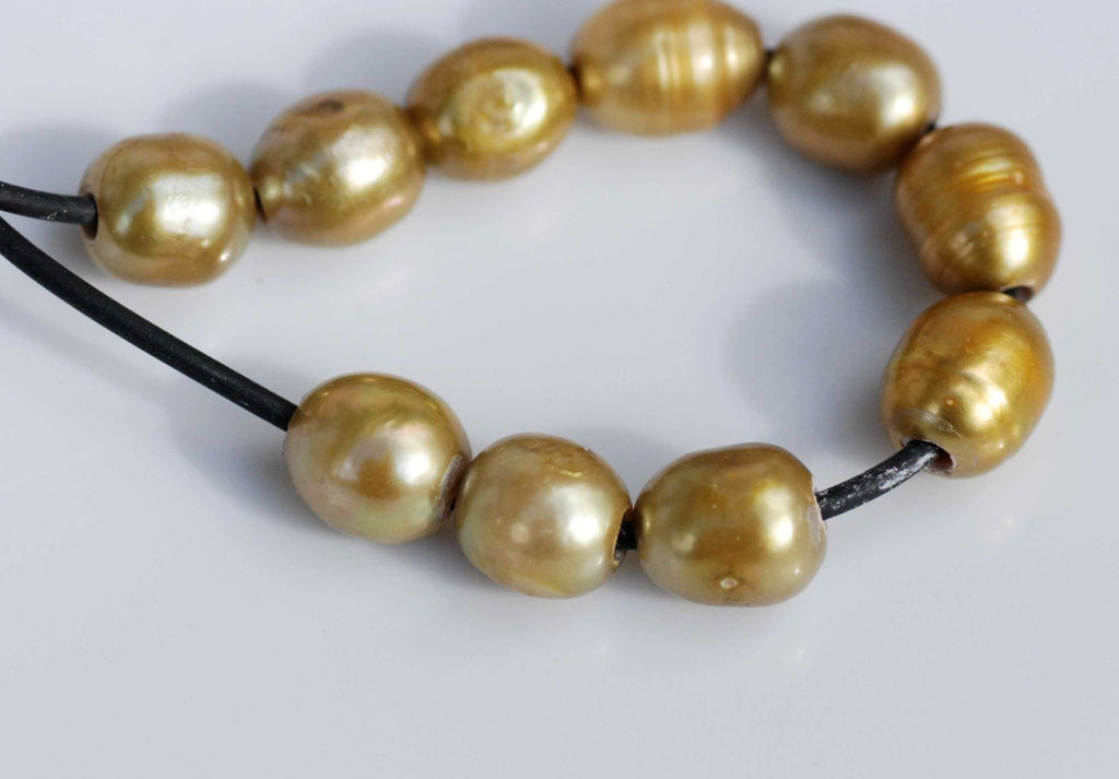 8-9mm X 10-11mm Large Hole Pearl Baroque Pearl Rice Pearl Nugget Pearl Freshwater Pearl vintage olive---10 Pieces with 2.5mm Hole  wholesale