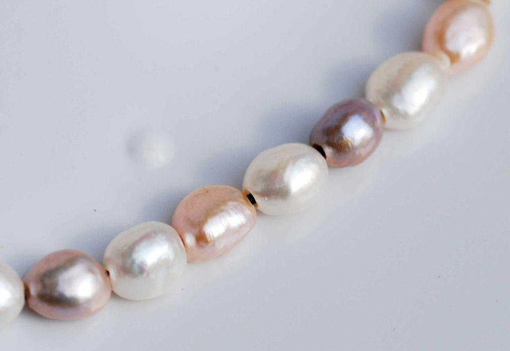 Large Hole Pearl Nugget Pearl Baroque Pearl Freshwater Pearl mixed color 9mm X 12mm 11 Pieces 2.2mm, 3mm Hole, wholesale pearl #LH81002
