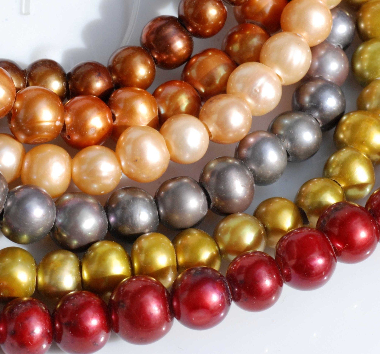 AA 7-8mm Large Hole Pearl Round Freshwater Pearl, vintage mint green pearl 2.5mm hole Pearl beads --10 pc high quality   #LH80073