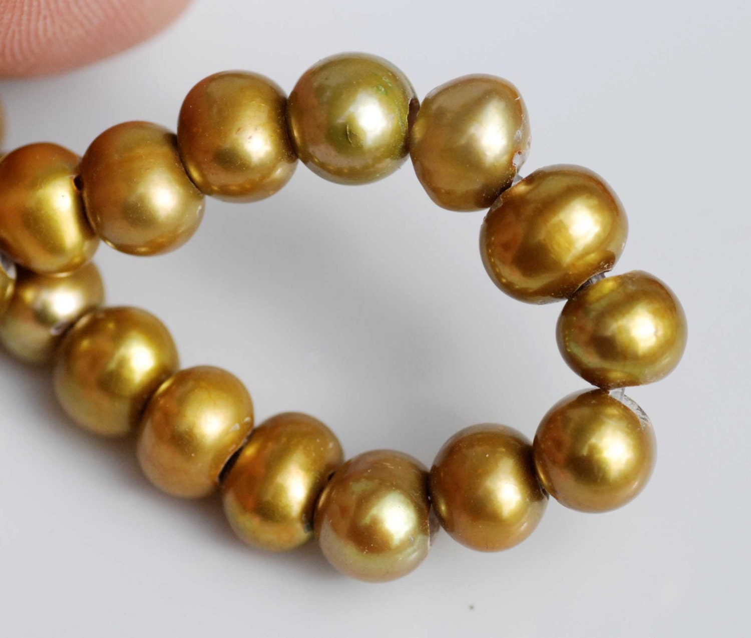 AA 7-8mm with 2.5mm hole pearl beads Large Hole Pearl Round Pearl Freshwater Pearl olive green --10pc high quality  LH80074