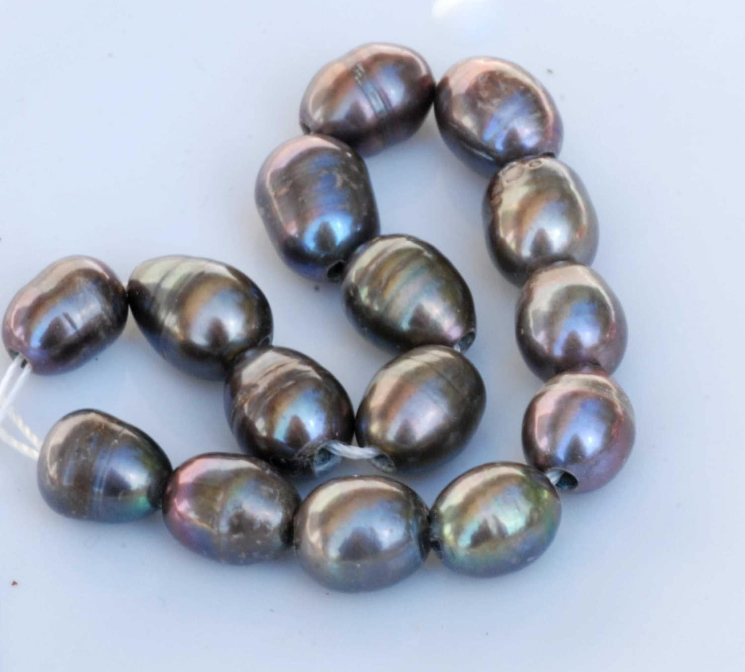 AA 9mm X 10-11mm Large Hole 2.2mm, 3mm Freshwater Pearls, Peacock color nugget loose pearl 10Pc baroque Rice Pearl beads , wholesale #LH8011