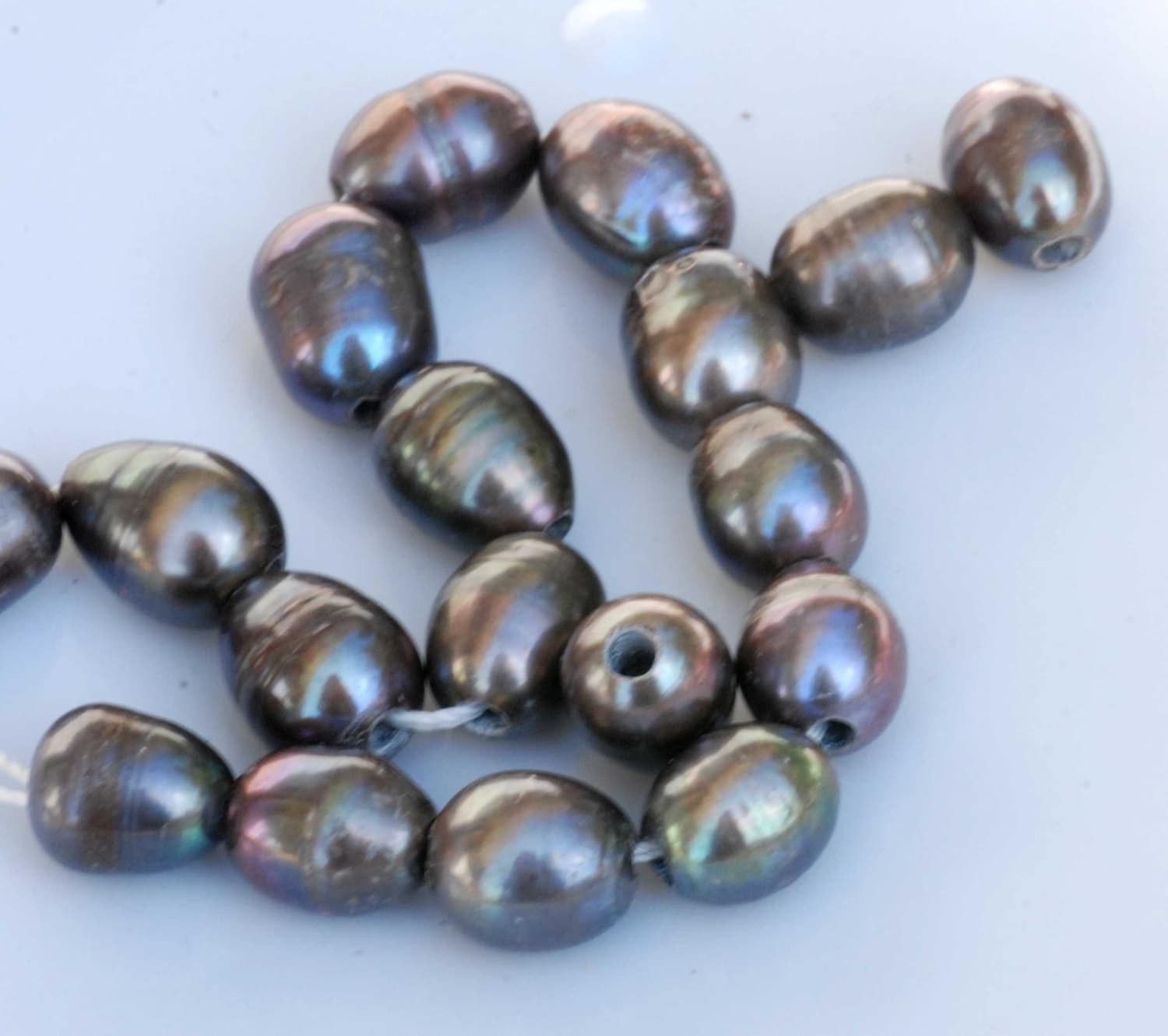 AA 9mm X 10-11mm Large Hole 2.2mm, 3mm Freshwater Pearls, Peacock color nugget loose pearl 10Pc baroque Rice Pearl beads , wholesale #LH8011