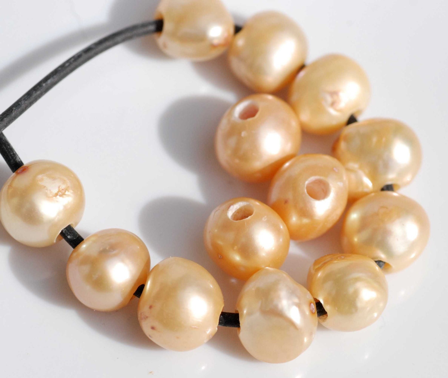 AA+ 8-10mm Large Hole freshwater pearl 2.5mm hole--10 pc light brown champagne baroque nugget Pearl beads#LH8014
