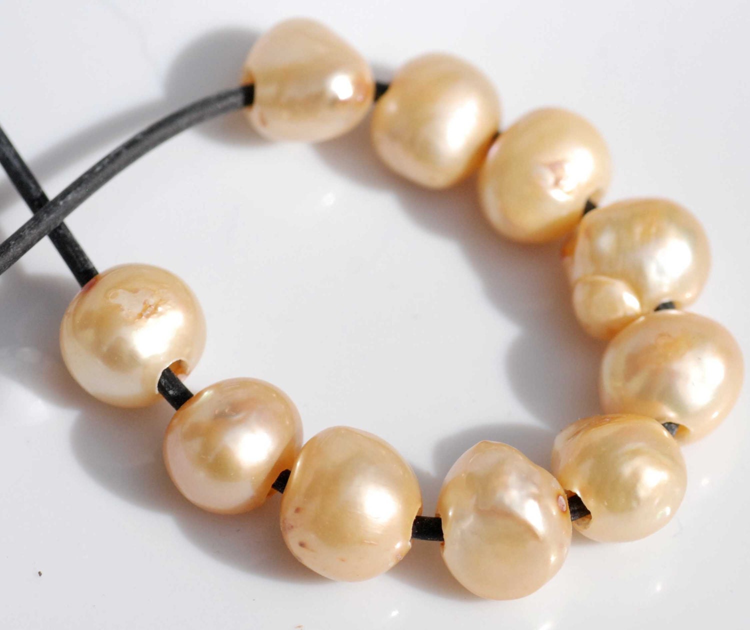 AA+ 8-10mm Large Hole freshwater pearl 2.5mm hole--10 pc light brown champagne baroque nugget Pearl beads#LH8014