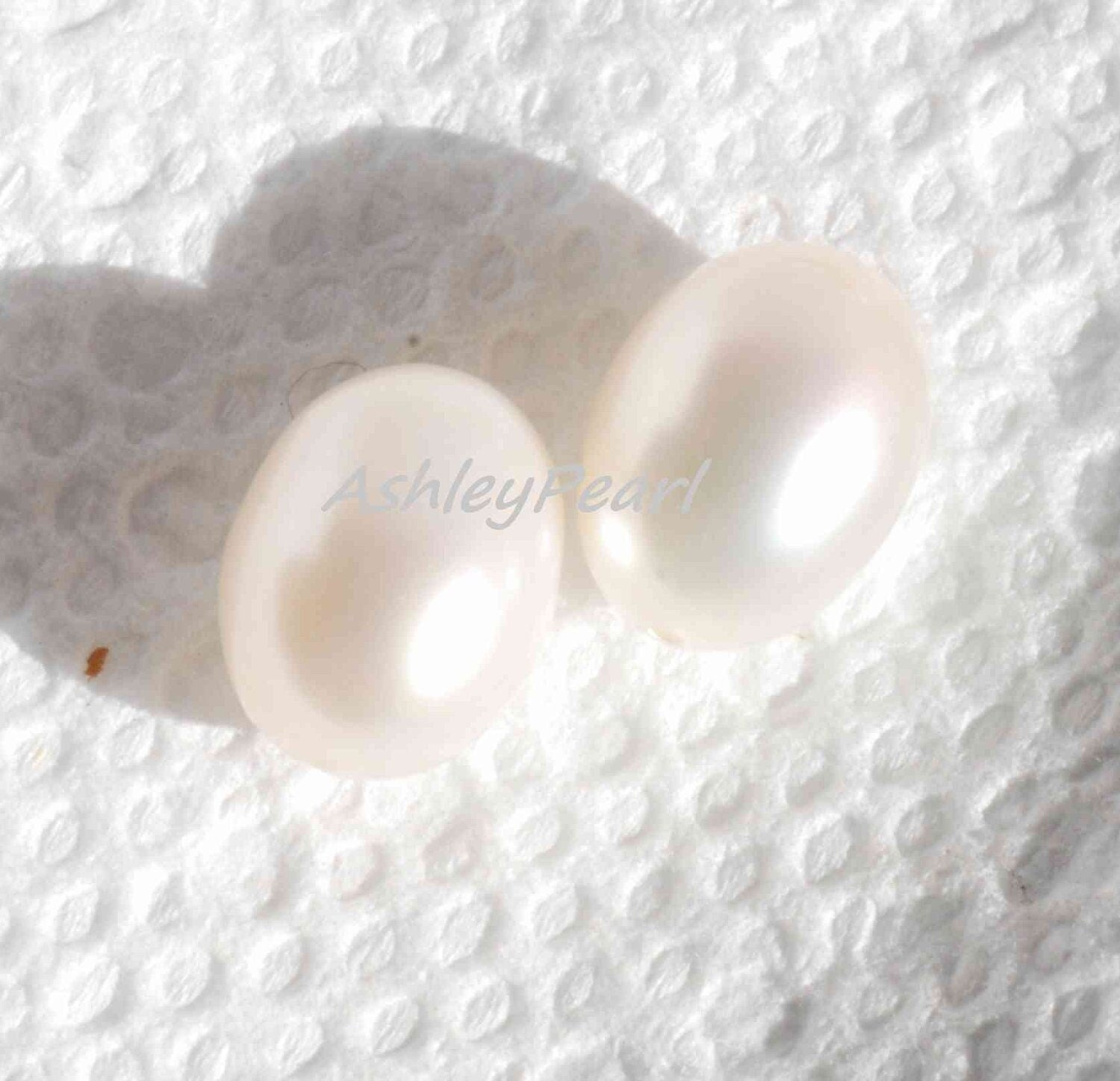 AAA+ gem quality  pair Tear Drop Freshwater Pearl, 9X12mm or 8X10mm half drilled ivory white pearl beads, matched pair for earring