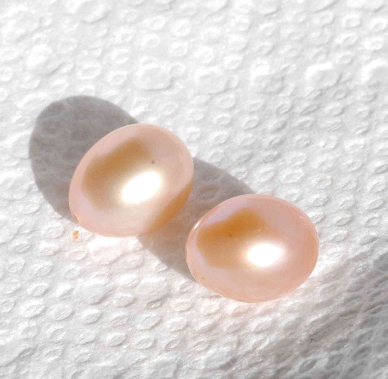 AAA+ 9X12mm gem quality Tear Drop Freshwater Pearl pink peach pearl pair, half drilled matched pair for earring-----perfect design jewelry