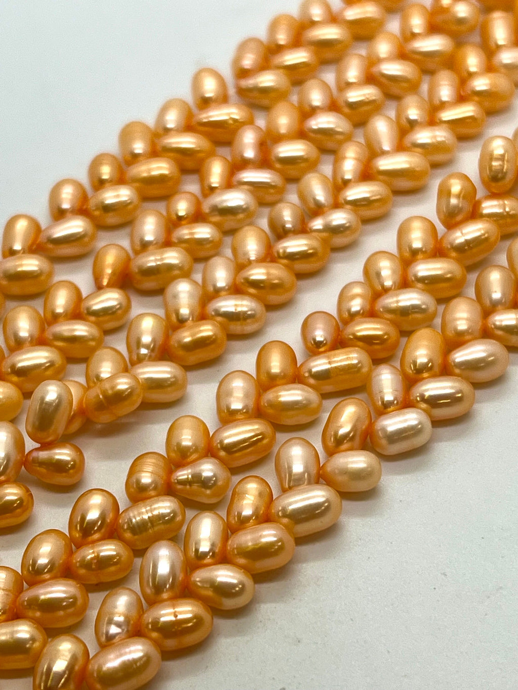AAA 5mmx7-8mm top drilled Wheat Pearl Freshwater Pearl, stunning orange loose pearl beads----14" full strand 90+ pc dancing pearl for design