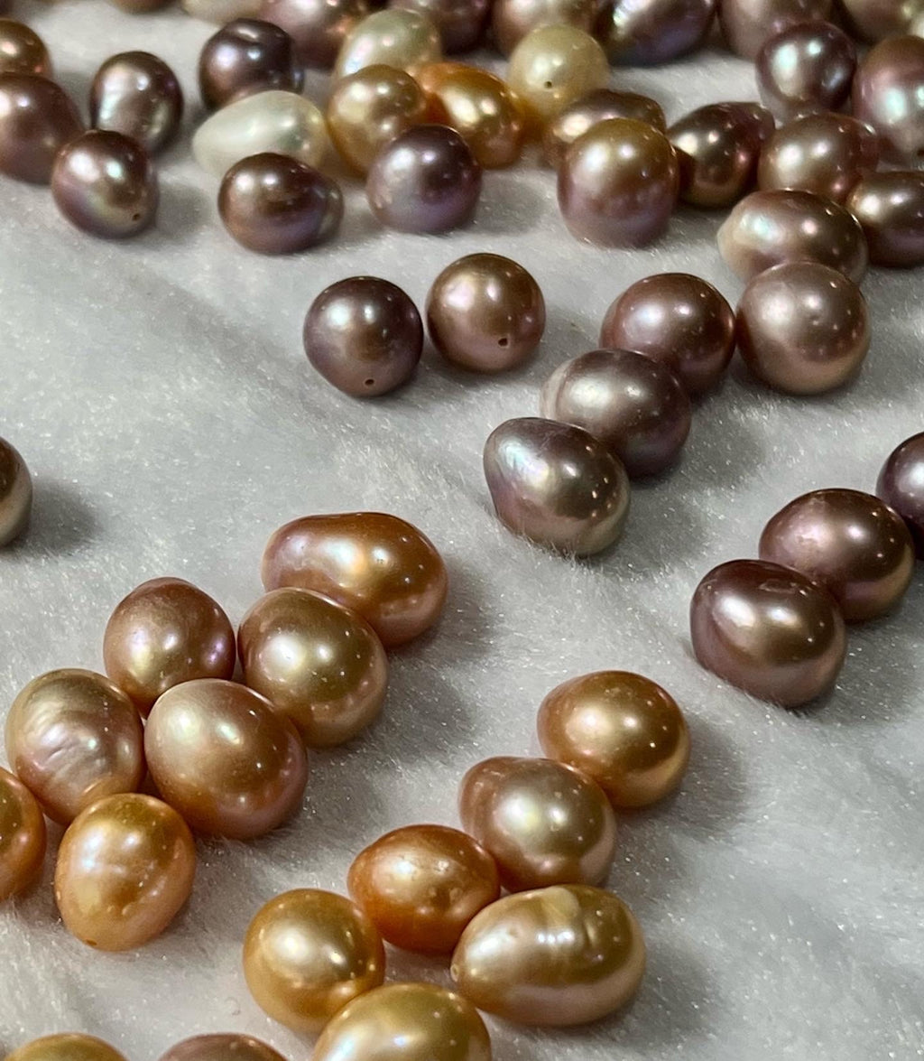 Pair AAA+ 11-12mmX 13-15mm Natural Metallic Mauve Baroque Edison Pearl pair, luster flame Fireball genuine tear drop pearl-Luxury #HebeA